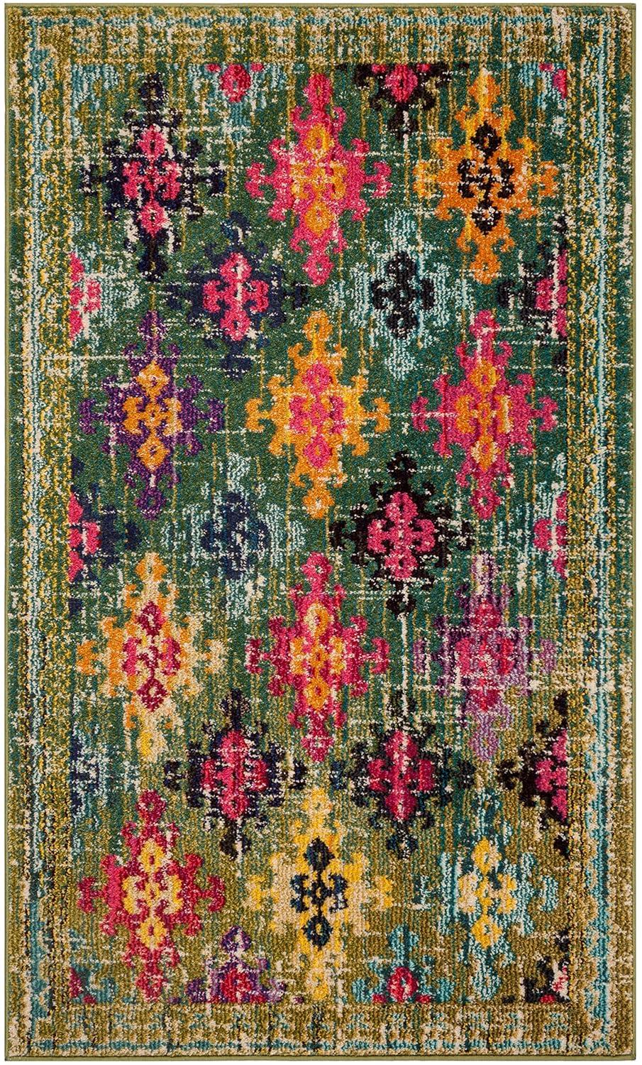 Monaco MNC244 Power Loomed Indoor Accent Rug - Green/Multi - 3'x5' - Safavieh.