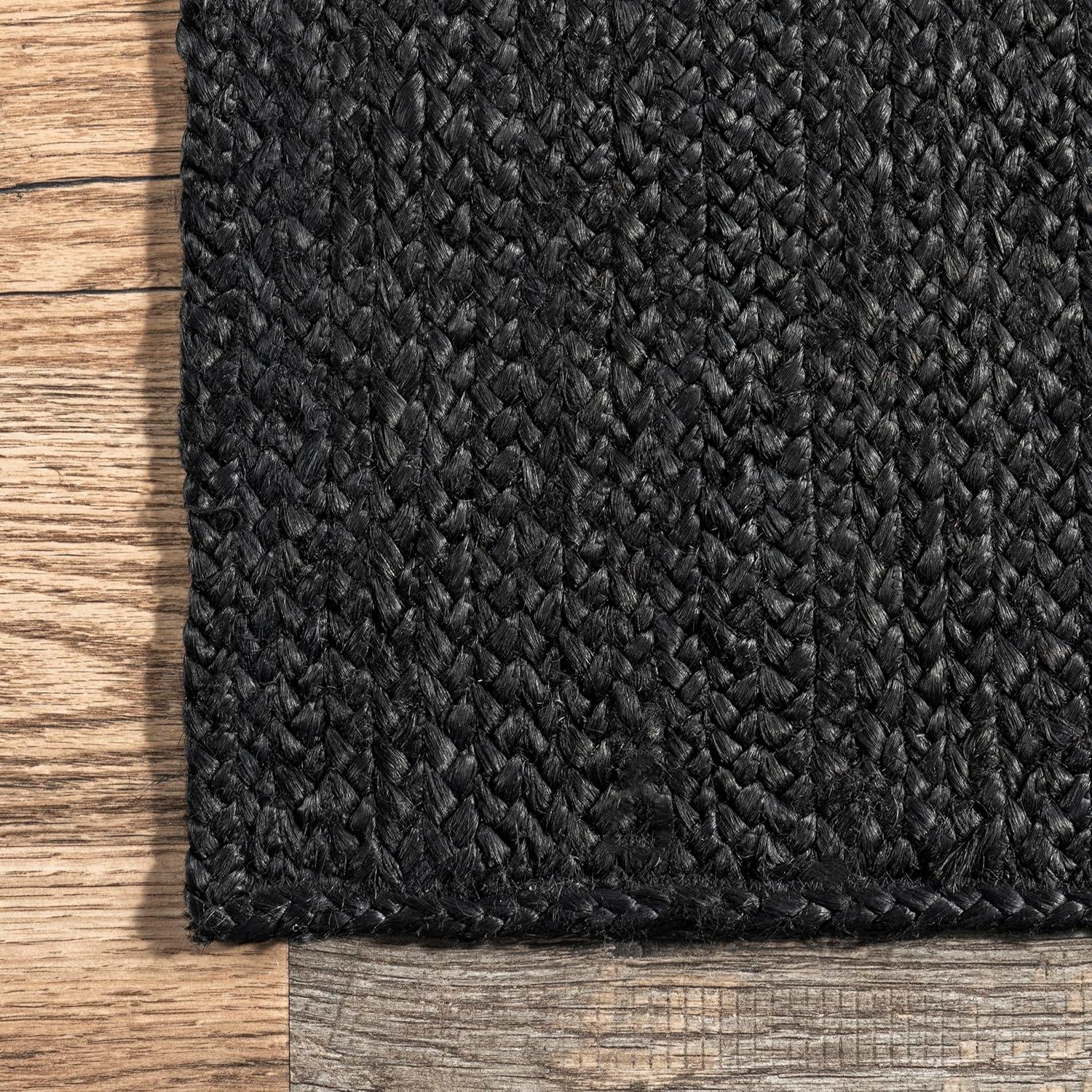 3'x5' Hand Woven Rigo Jute Area Rug Black - nuLOOM: Farmhouse Style, Rectangle, Low Pile, Indoor Use