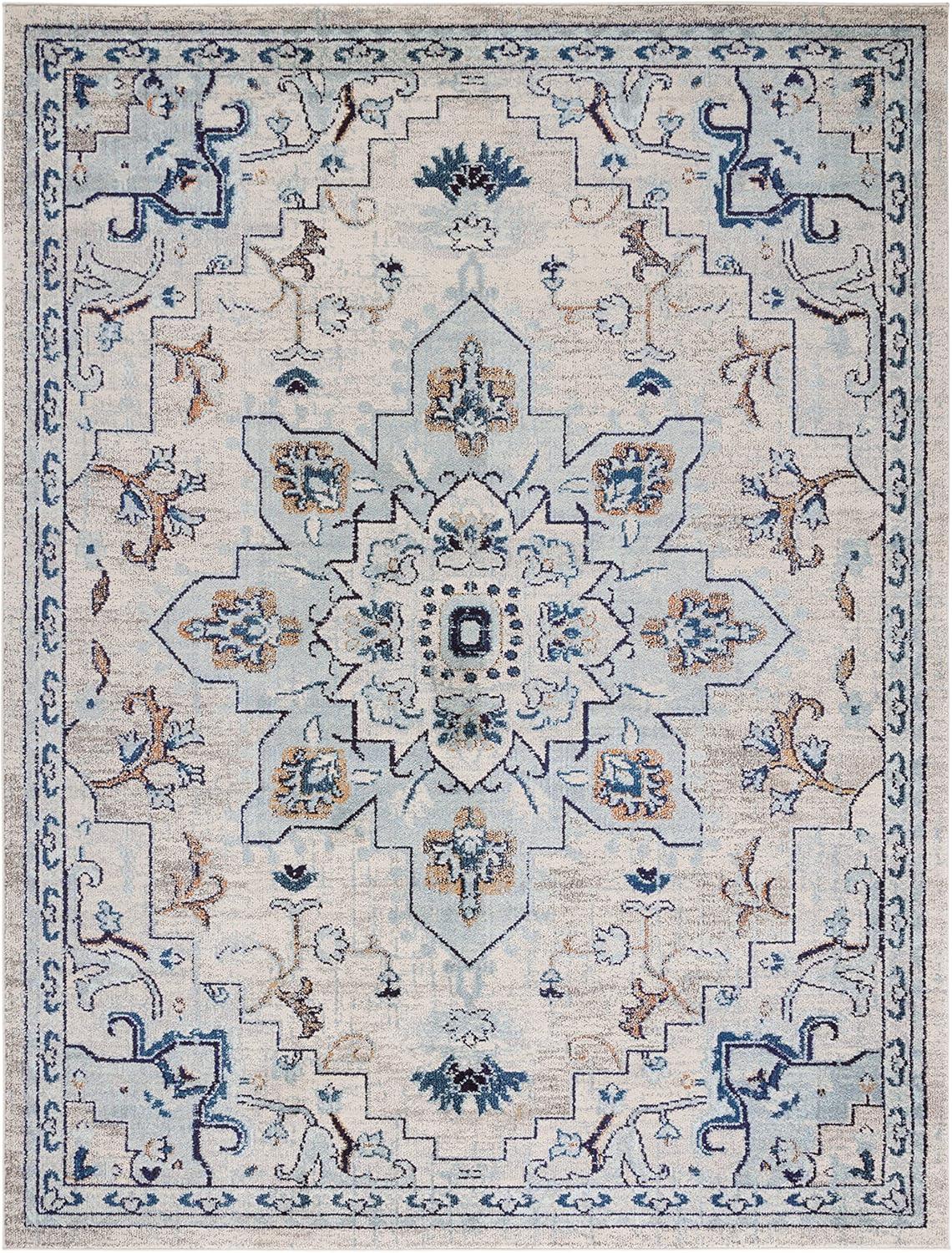 Madison MAD473 Power Loomed Area Rug - Ivory/Light Blue - 8'x10' - Safavieh.