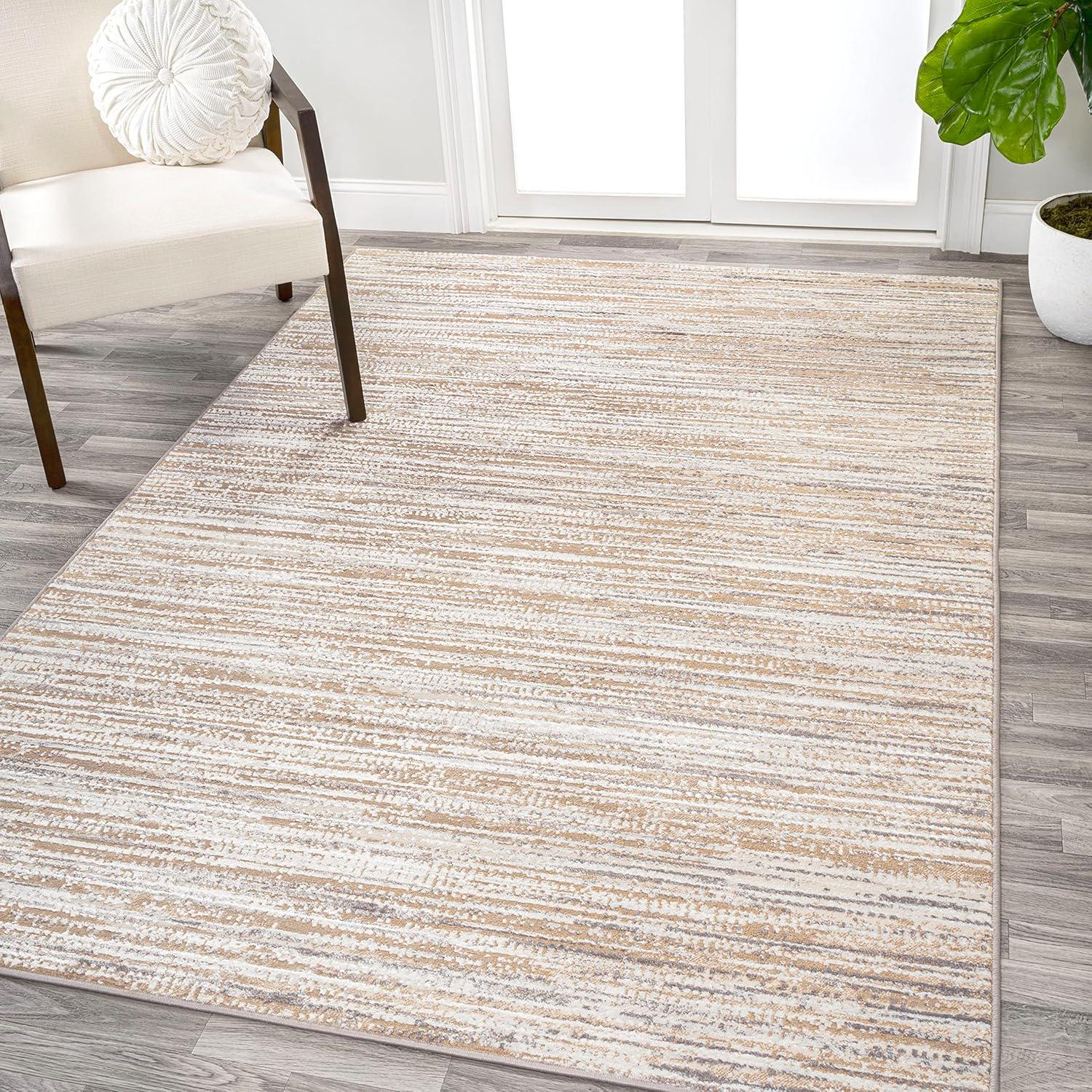 JONATHAN Y Loom Modern Strie'  Beige/Gray 3 ft. x 5 ft. Area Rug