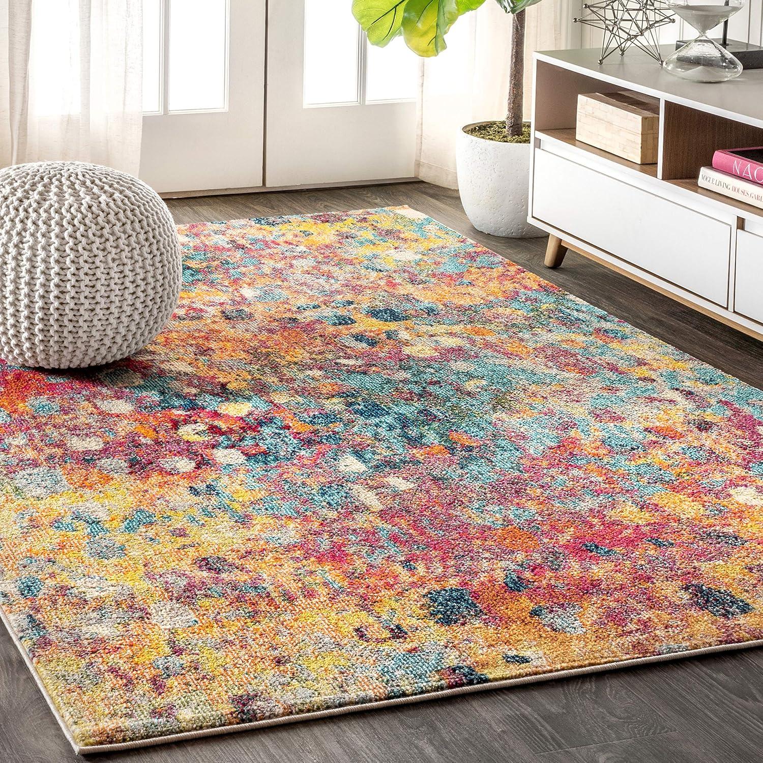 Multi-Color Abstract Synthetic 8x10 Area Rug