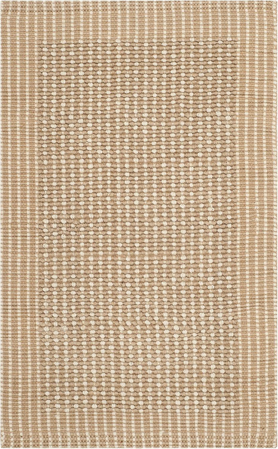 Handmade Ivory Geometric Braided Jute 30" Square Accent Rug