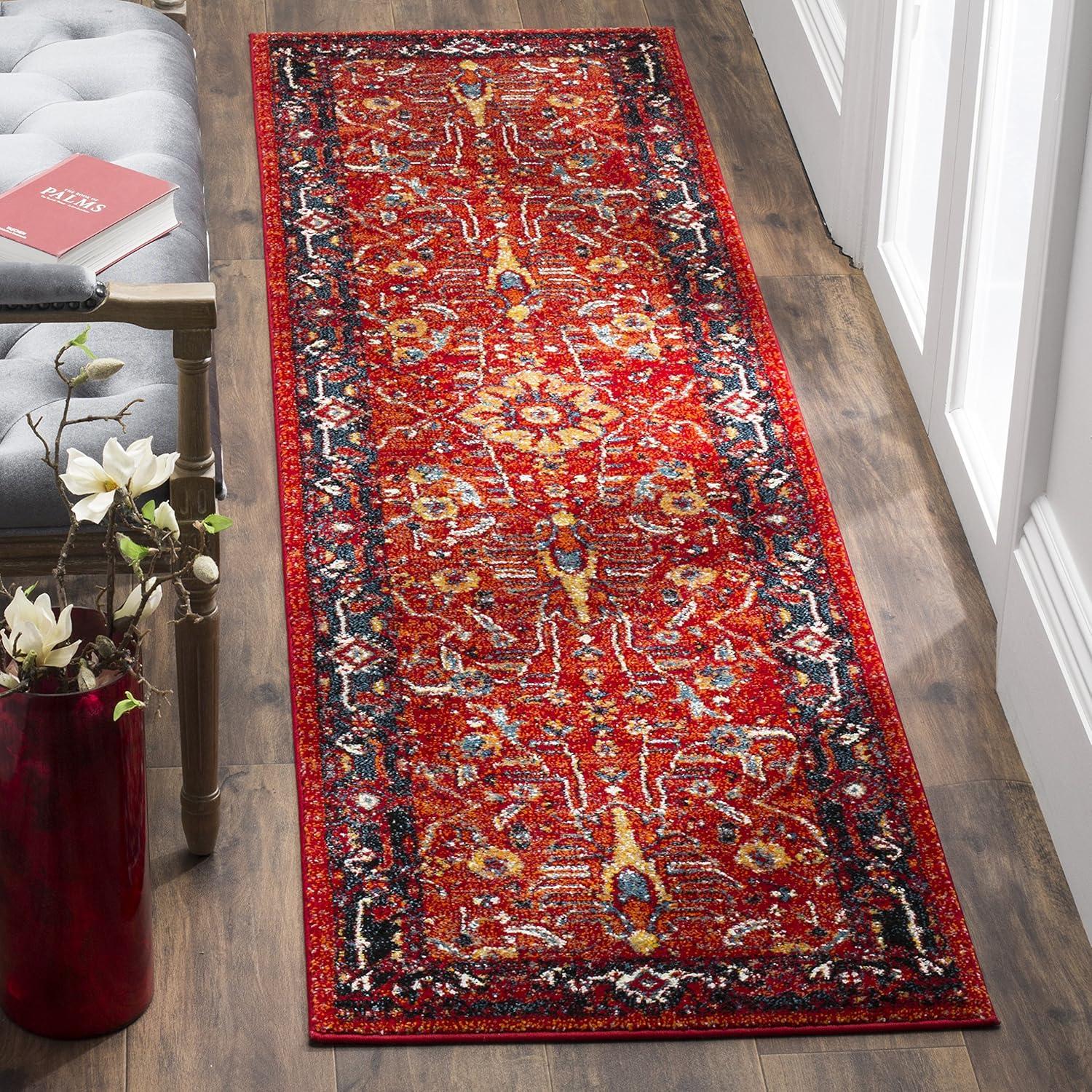 Vintage Hamadan VTH220 Power Loomed Indoor Runner Rug - Orange/Navy - 2'3"x10' - Safavieh
