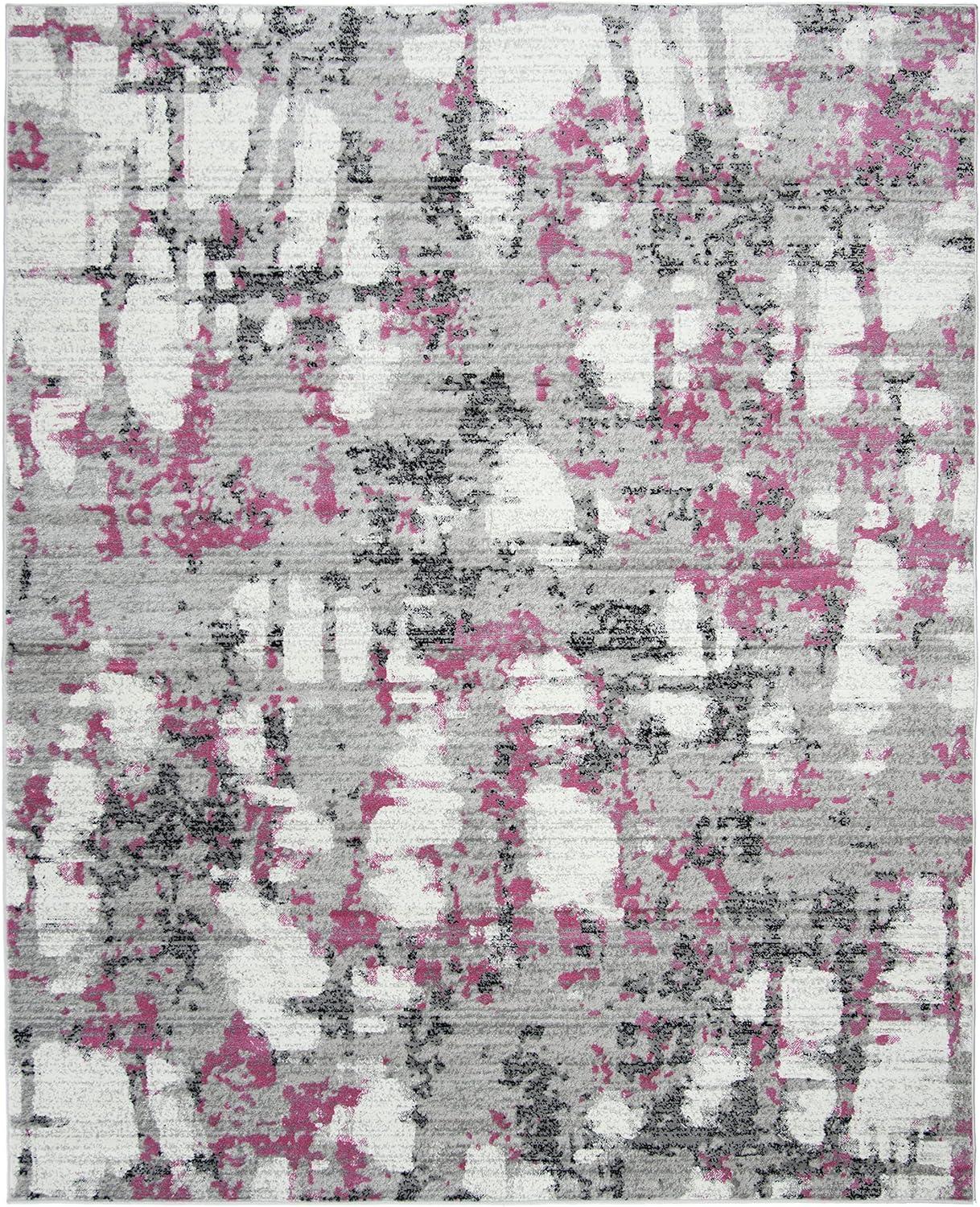 SAFAVIEH Skyler Langston Distressed Area Rug, Grey/Pink, 6' x 9'