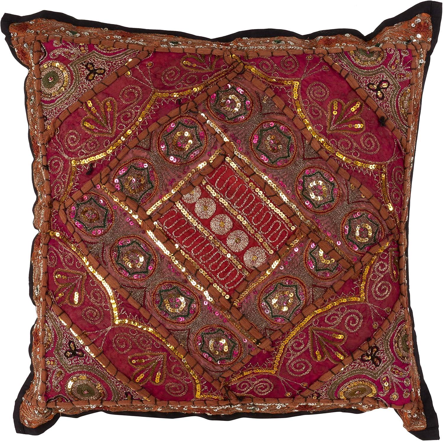 Handmade Sari Sitara Cotton Down Filled Throw Pillow