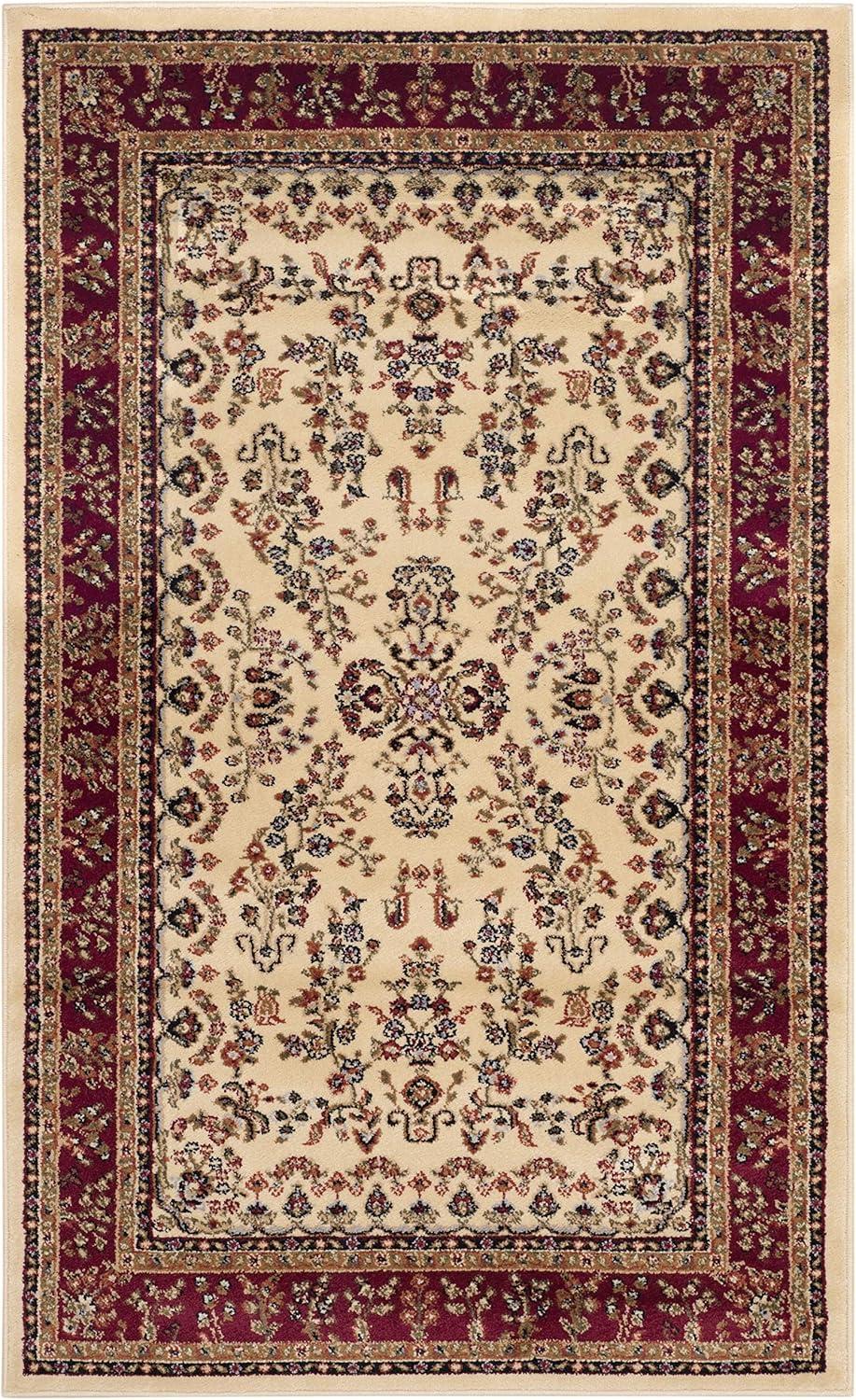Lyndhurst Sarouk LNH331 Power Loomed Accent Rug - Ivory/Red - 3'3"x5'3" - Safavieh