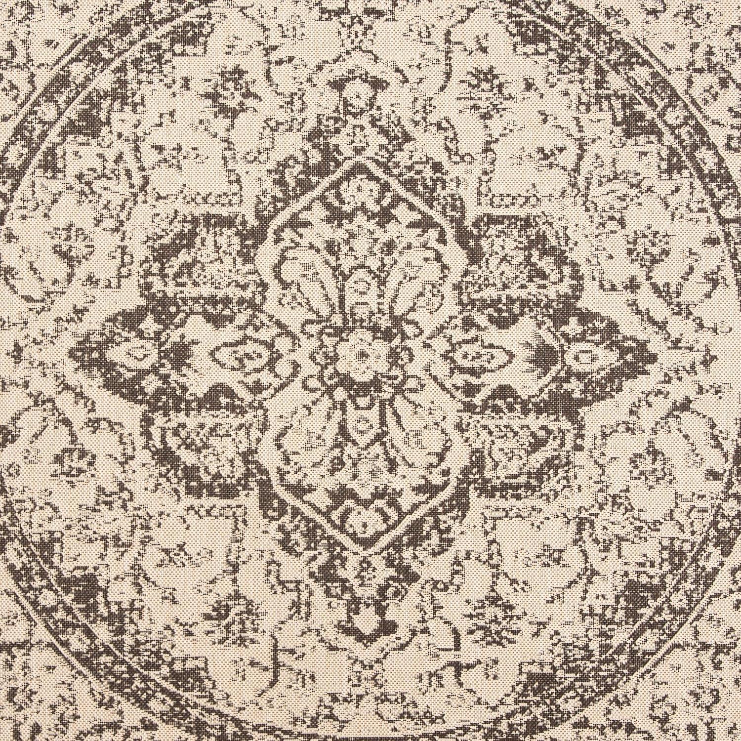 Safavieh Beach House Mai Traditional Outdoor Area Rug, Cream/Brown, 6'7" x 6'7" Round