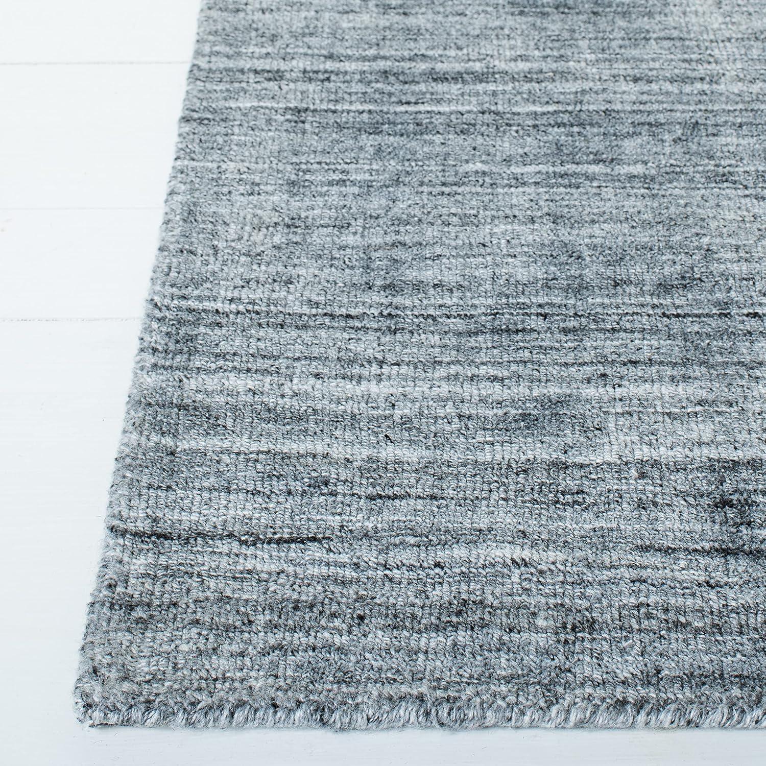 Handmade Gray Geometric Wool and Viscose Rug, 5' x 8'