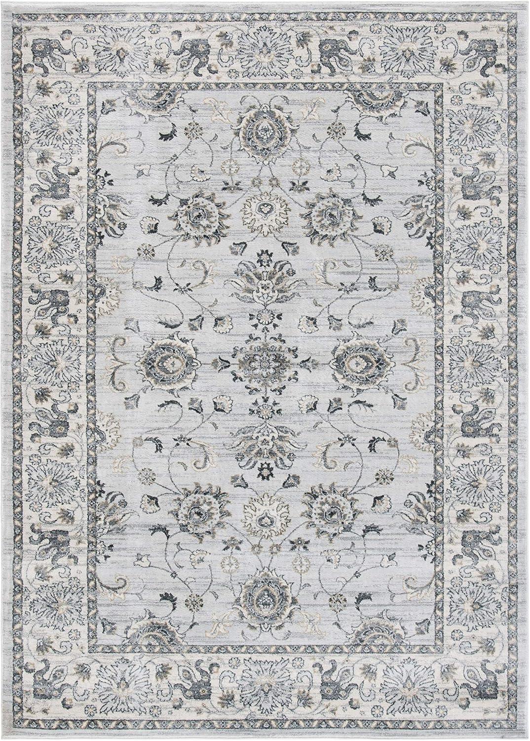 Isabella ISA940 Power Loomed Area Rug - Light Grey/Cream - 5'3"x7'6" - Safavieh