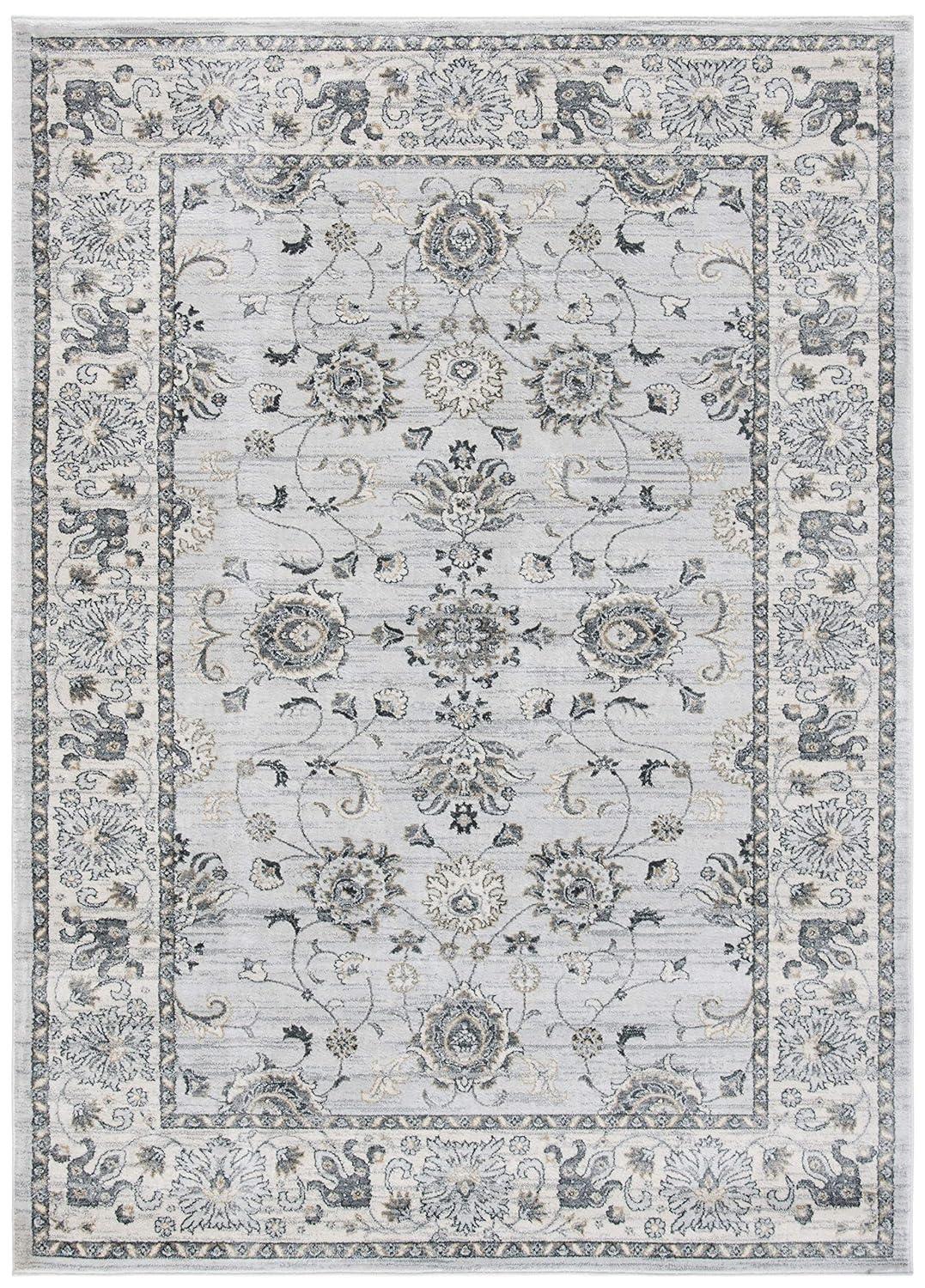 Isabella ISA940 Power Loomed Area Rug - Light Grey/Cream - 5'3"x7'6" - Safavieh