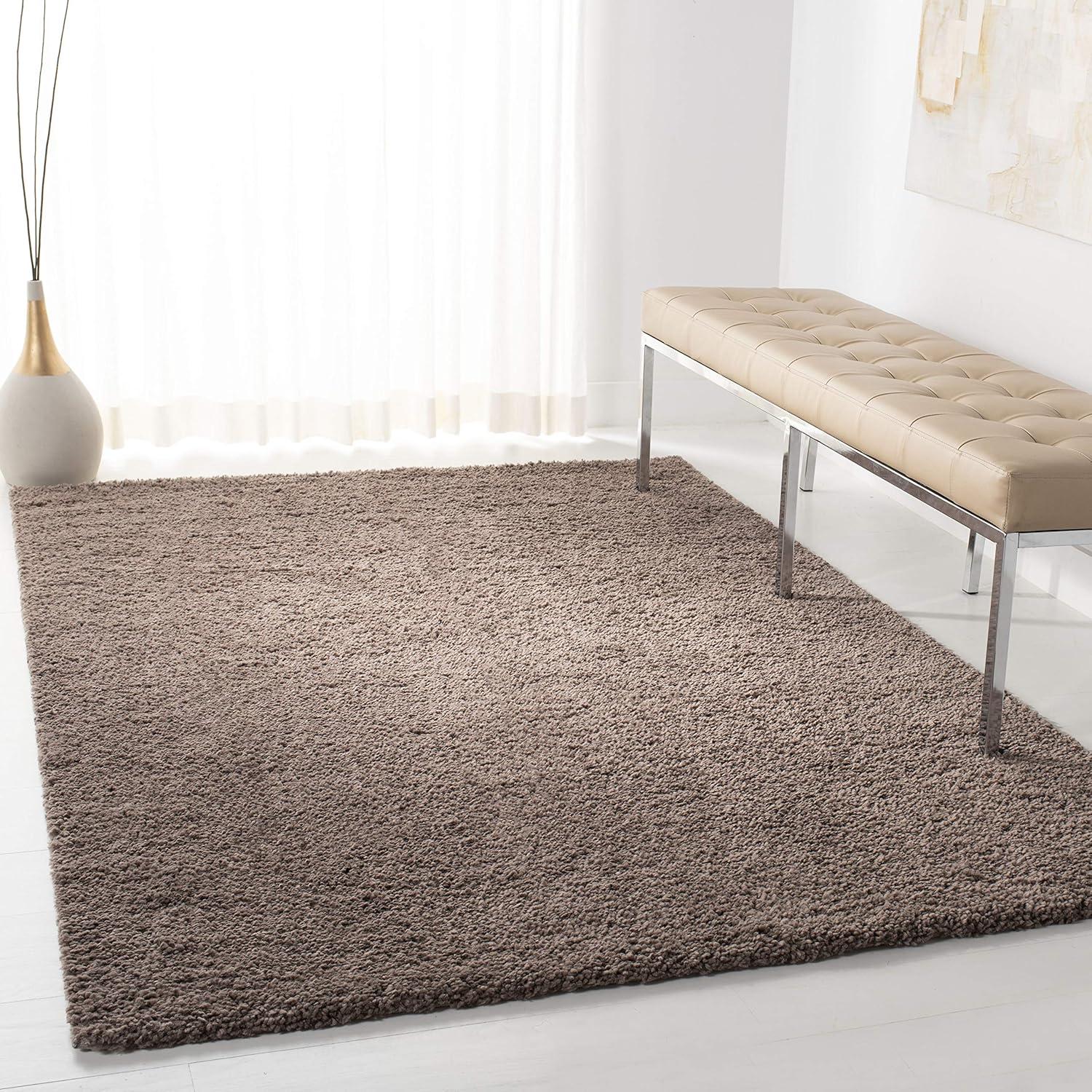 August Shag 900 AUG900 Power Loomed Indoor Area Rug - Taupe - 5'3"x5'3" - Safavieh