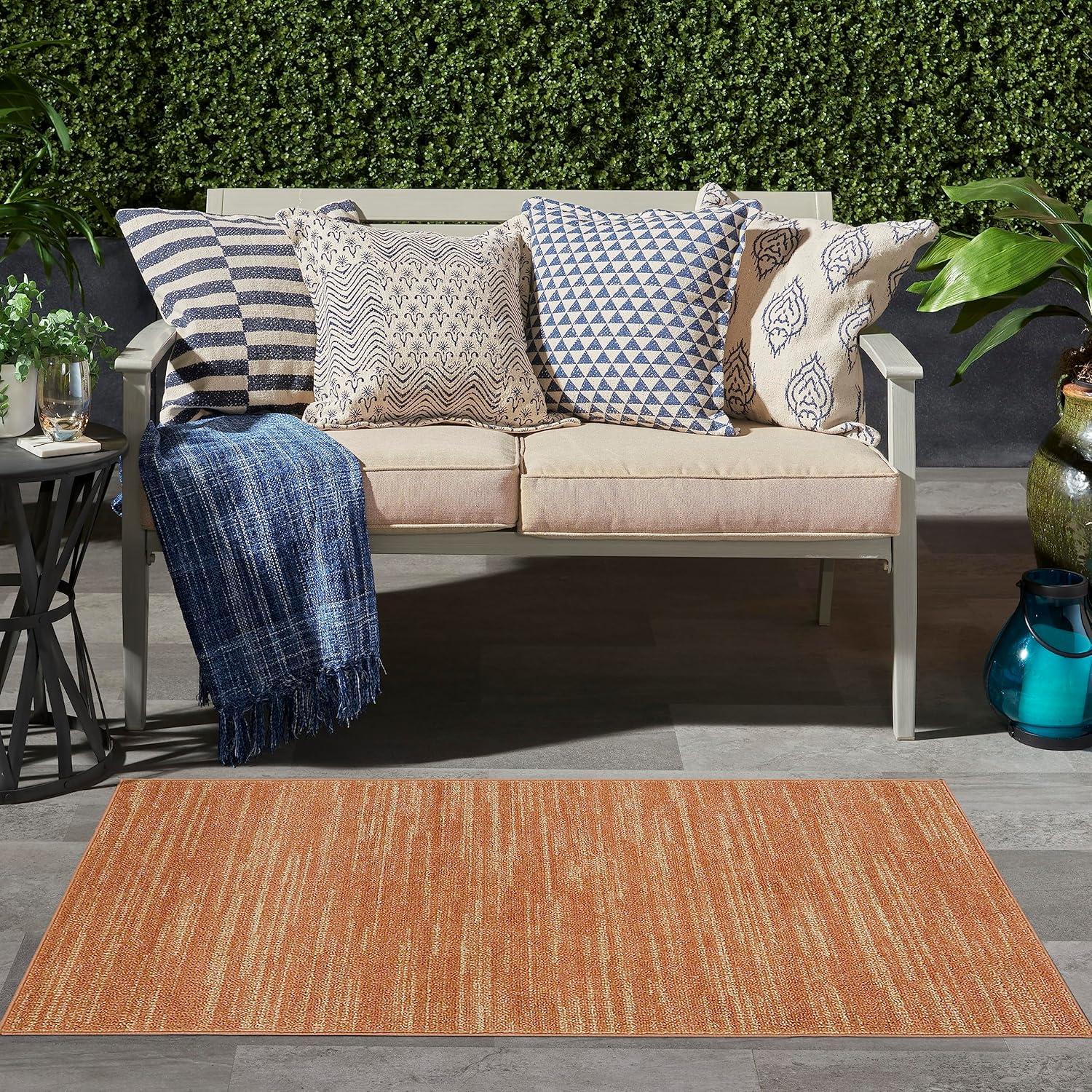 Nourison Essentials Easy Care Indoor Outdoor Area Rug - Rust 2' x 4'