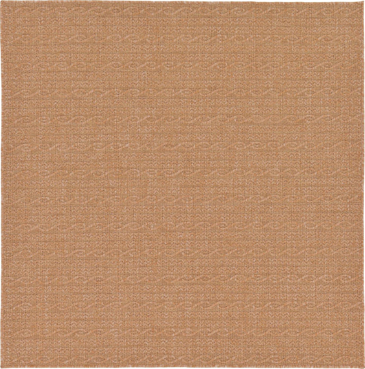 Unique Loom 6' 1 x 6' 1 Square Light Brown Outdoor Modern Links Area Rug