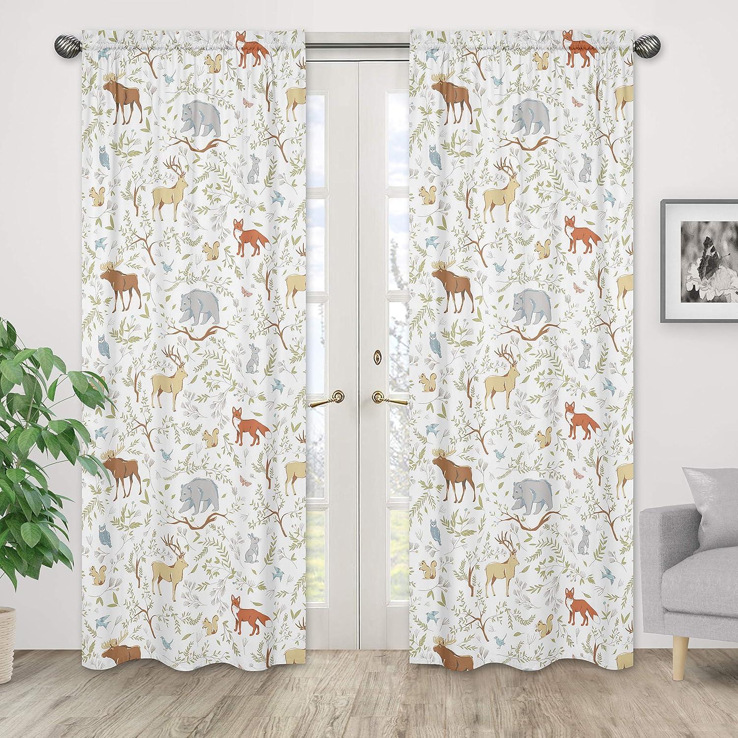 Woodland Toile Wildlife Semi-Sheer Rod Pocket Curtain Panels (Set of 2)