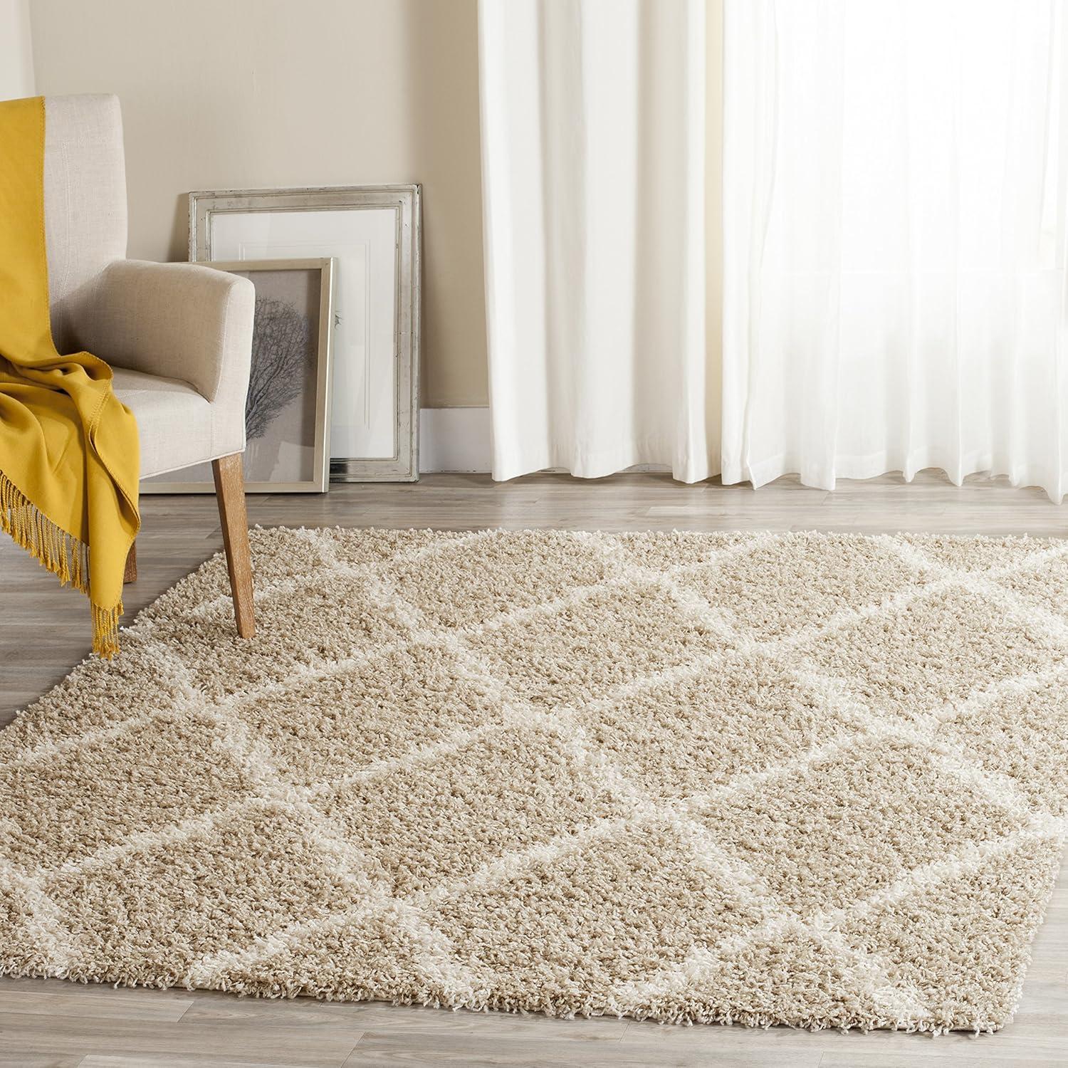 Dallas Shag SGD257 Power Loomed Indoor Area Rug - Beige/Ivory - 6'x9' - Safavieh.
