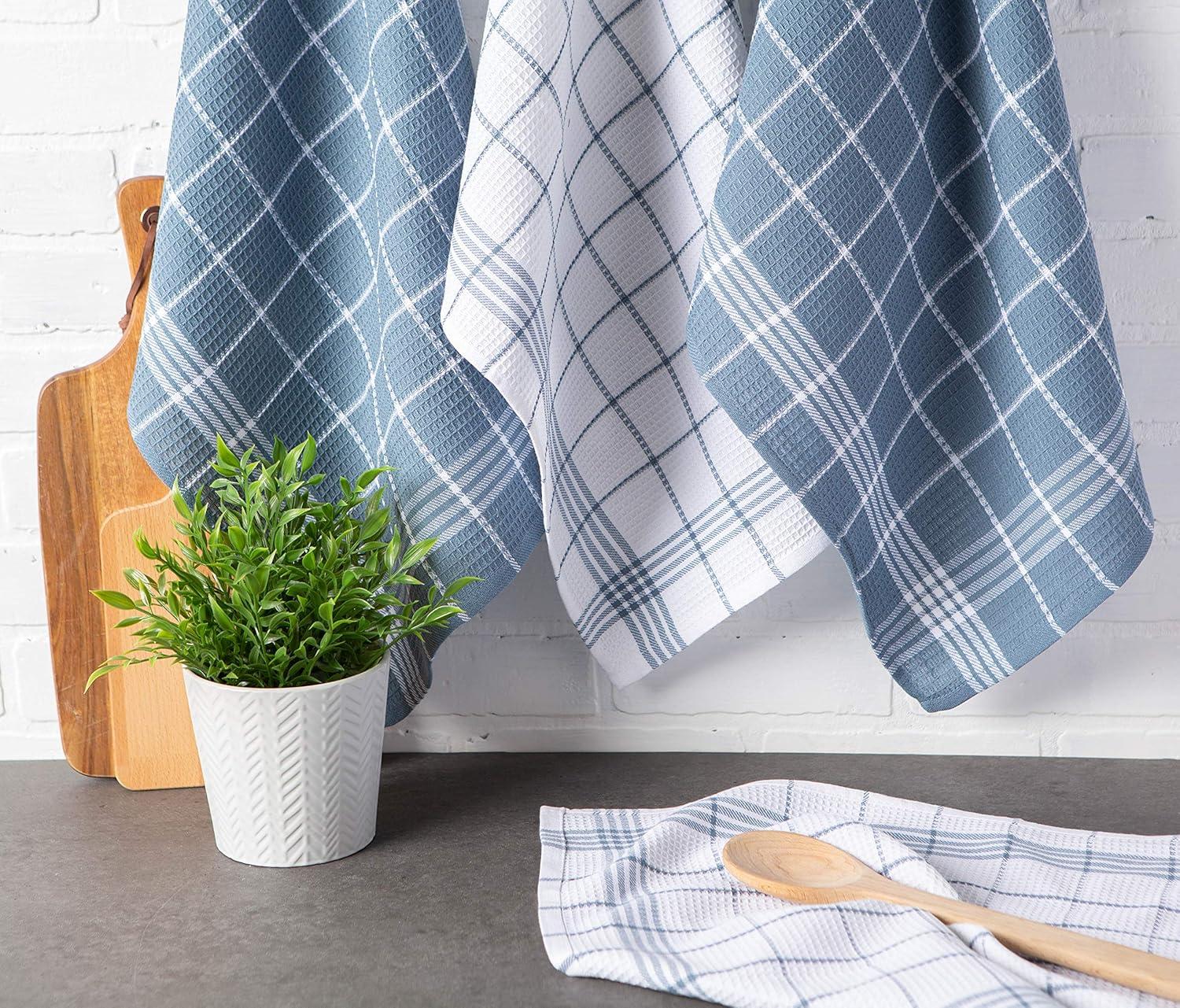 Cotton Checkered Waffle Kitchen Towel Linen Set