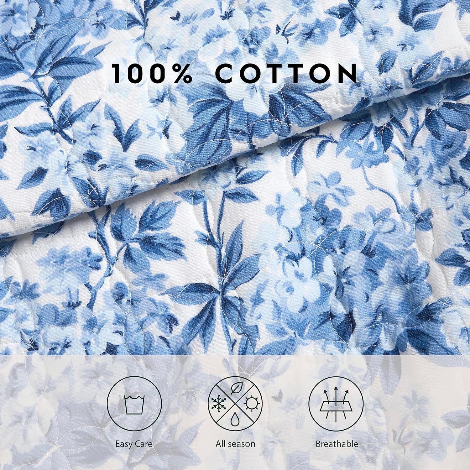 Brighton Blue Cotton Reversible Twin Quilt Set