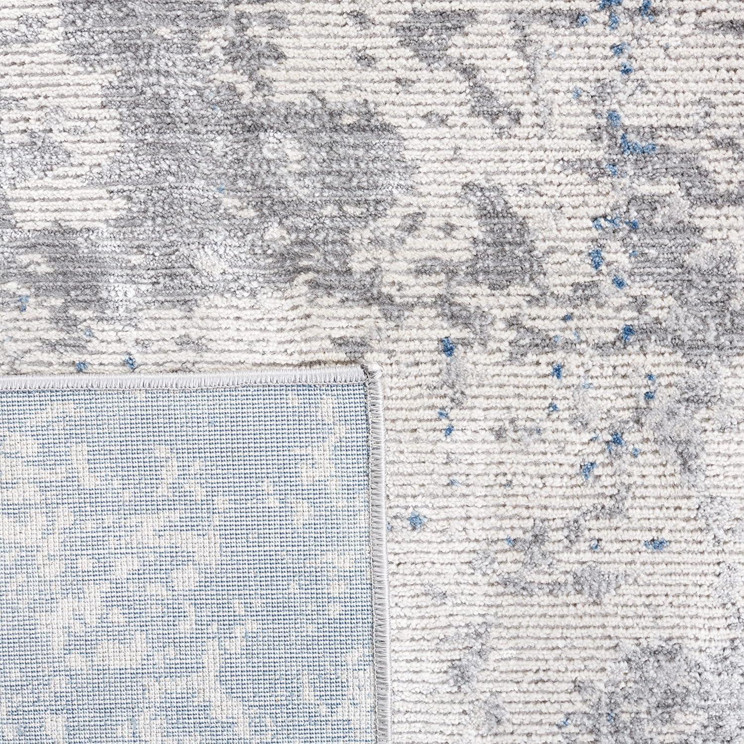 Blue and Gray Abstract Non-slip Synthetic Area Rug