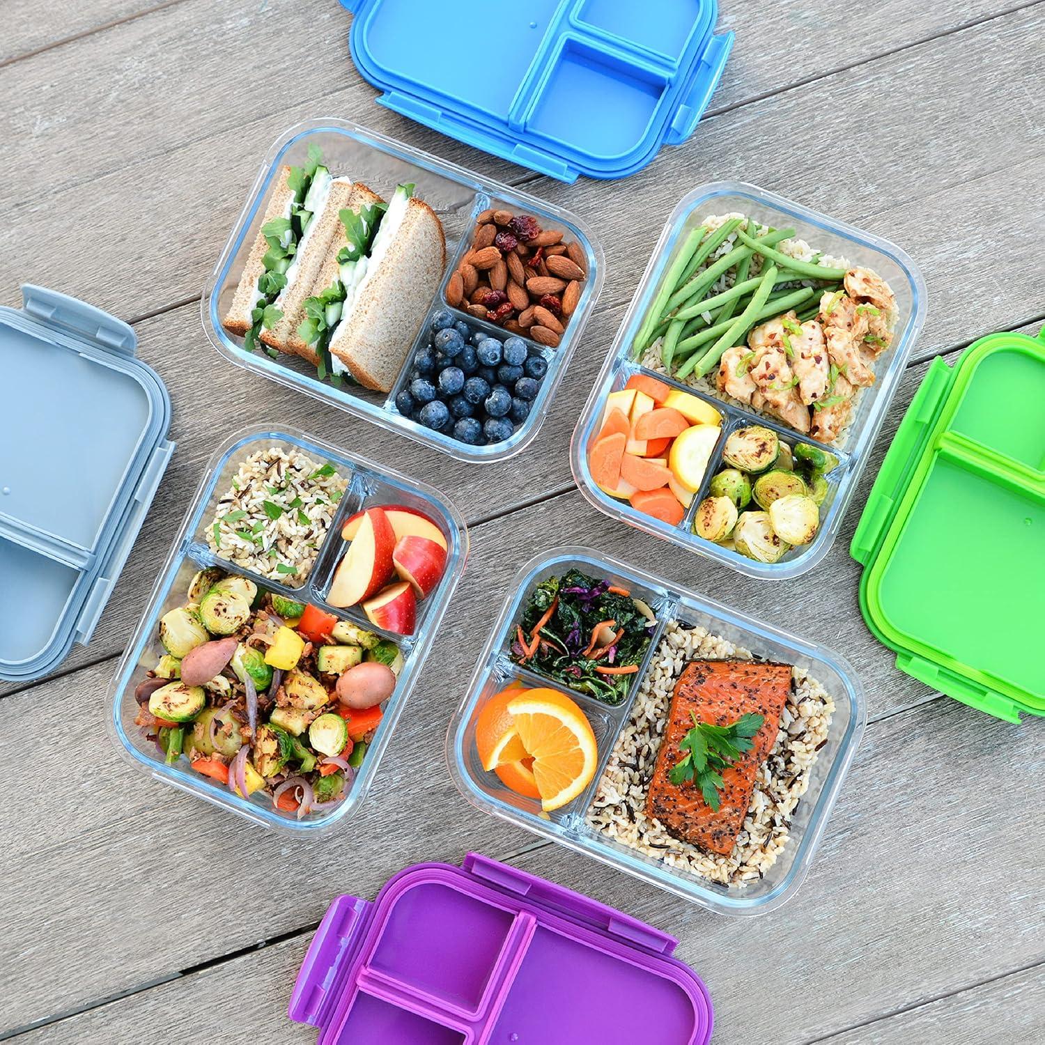 Bentgo 41oz Glass Leak-proof Lunch Box with Plastic Lid - Gray: Food Storage, Stain & Odor-Resistant, Dishwasher Safe