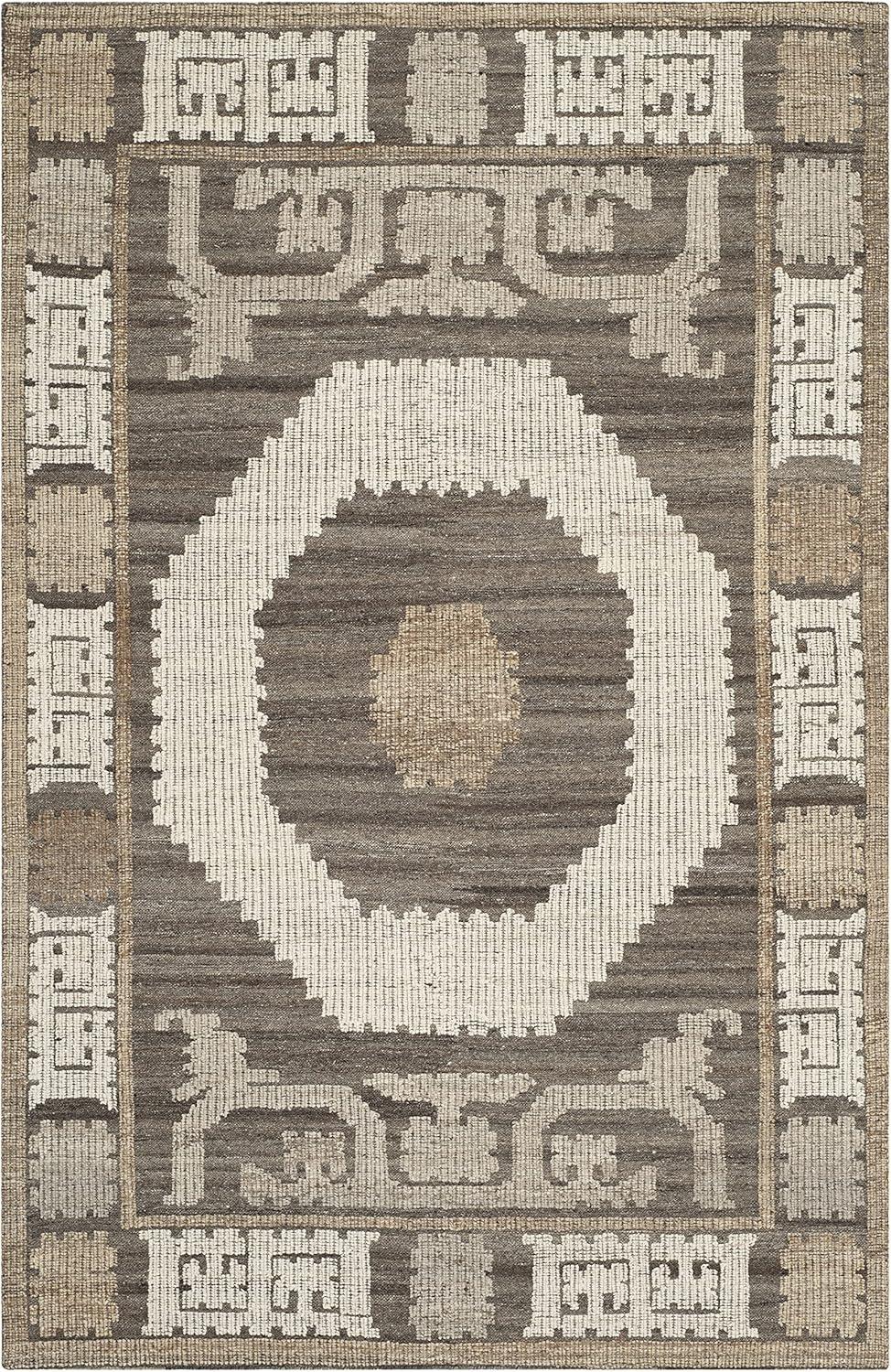 Kenya KNY313 Hand Knotted Area Rug - Ivory/Brown - 5'x8' - Safavieh.