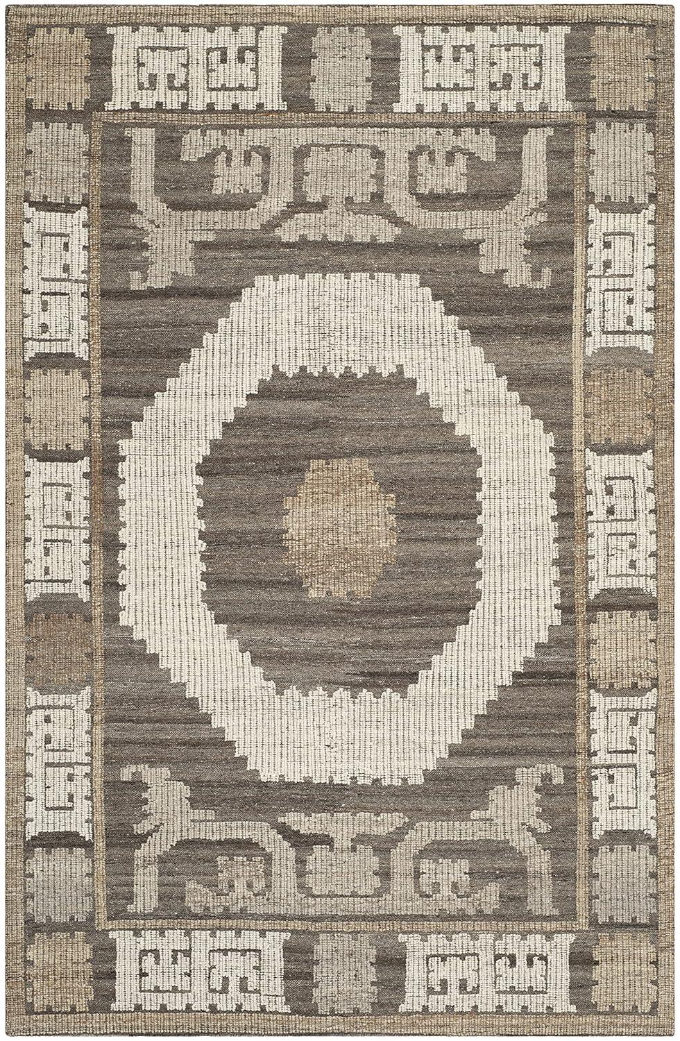 Kenya KNY313 Hand Knotted Area Rug - Ivory/Brown - 5'x8' - Safavieh.