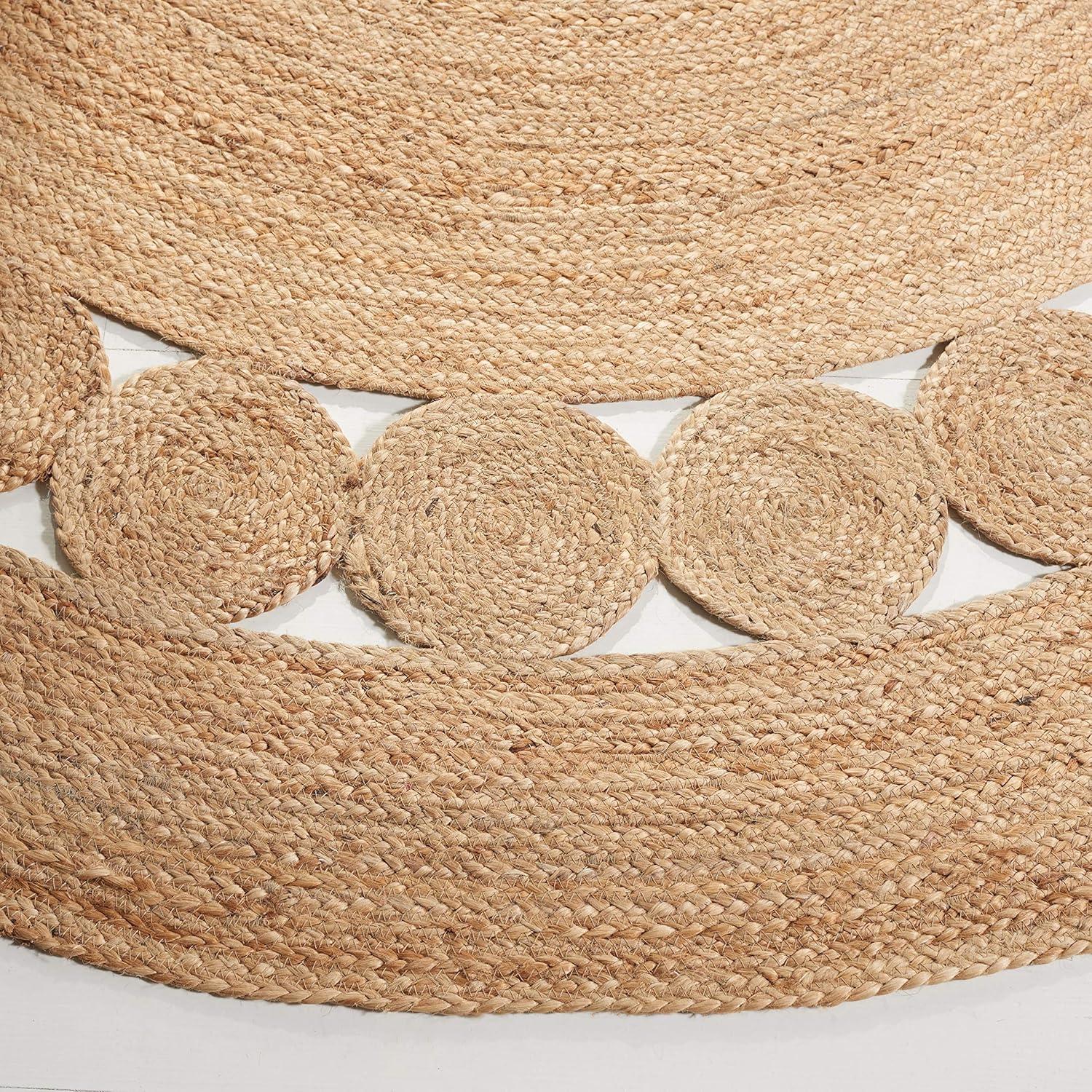 Handwoven Natural Jute 3' Round Non-Slip Area Rug