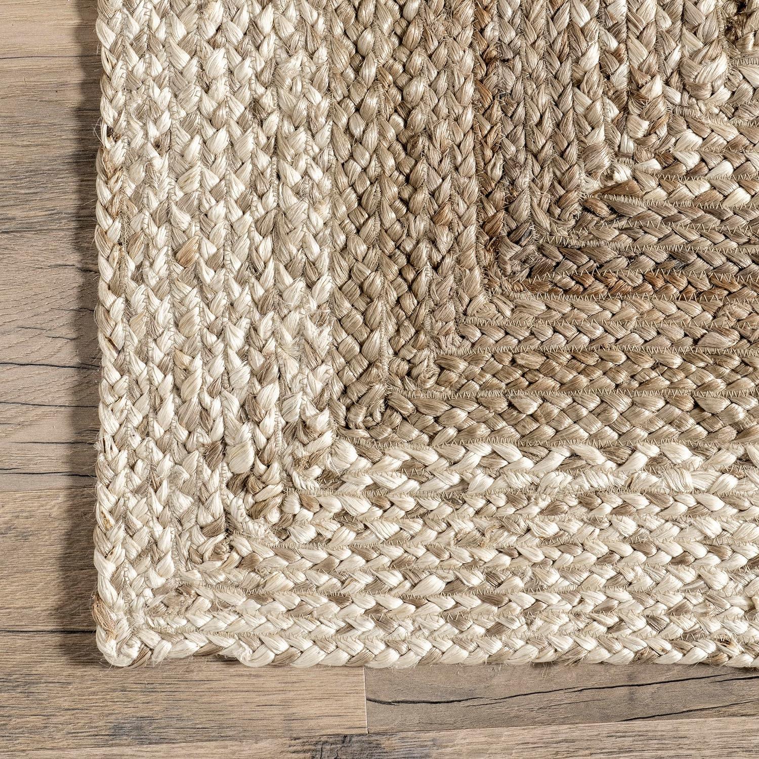 Nuloom Charlene Solid Oval 5x8 Jute Indoor Area Rug for Dining Room Rug Neutral Rug Living Room Rug Kitchen, Natural/Ivory