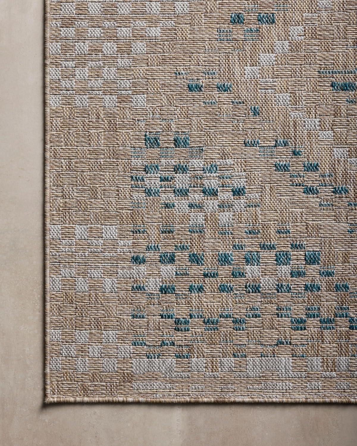 Topanga I Indoor / Outdoor Rug by Amber Lewis x Loloi - Natural and Aqua / 3'11" x 5'11"