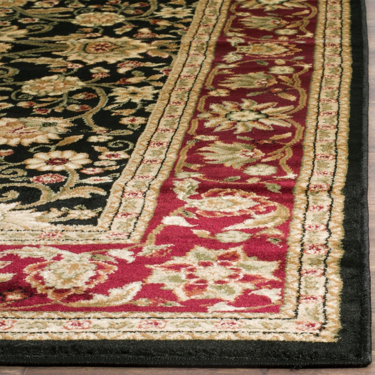 Lyndhurst Black and Red Floral Synthetic Area Rug