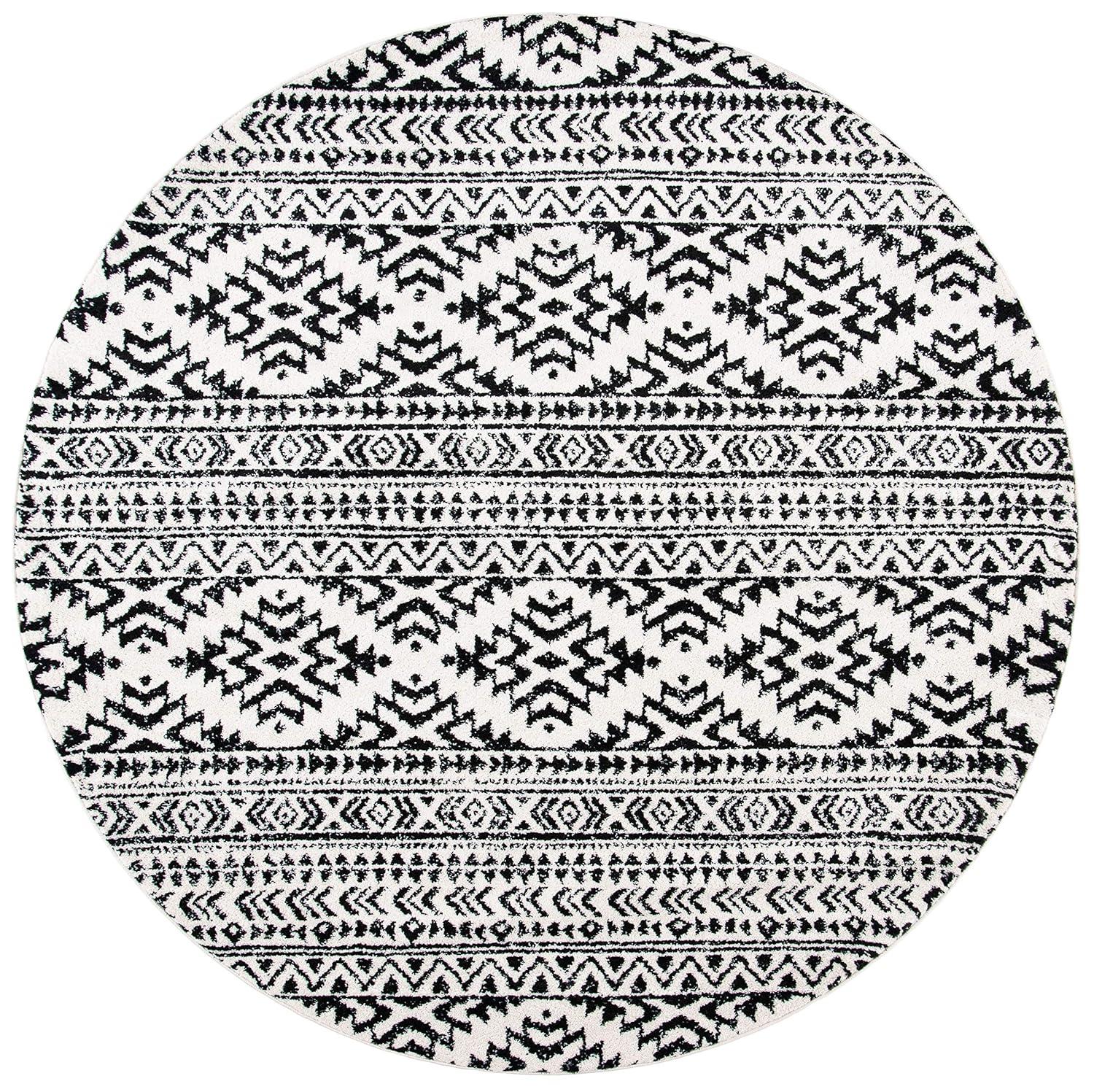 Tulum TUL272 Power Loomed Indoor Accent Rug - Ivory/Black - 3' Round - Safavieh