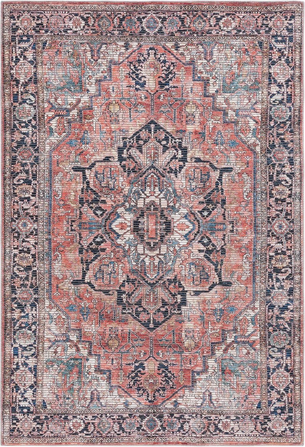Serapi SEP624 Power Loomed Indoor Area Rug - Rust/Navy - 4'x6' - Safavieh