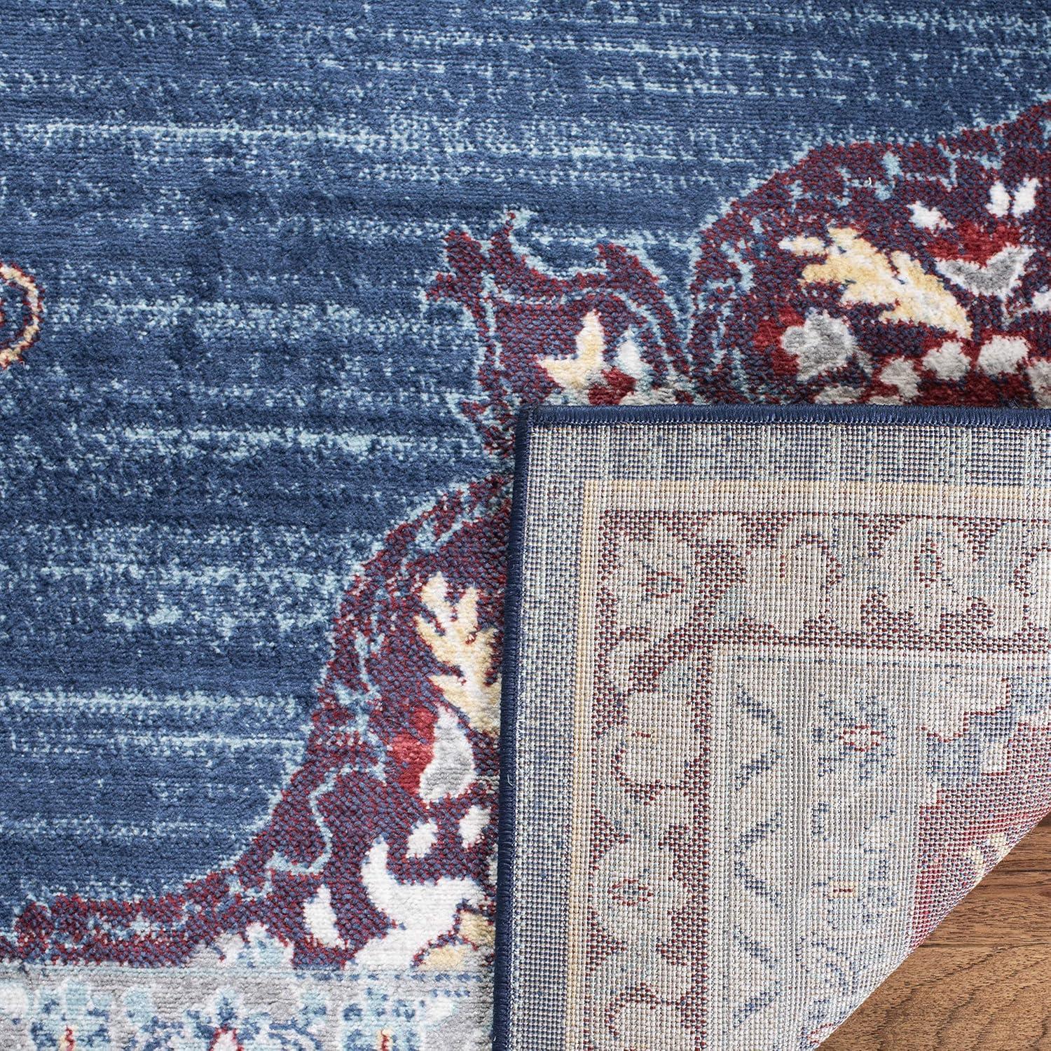 SAFAVIEH Brentwood Harland Floral Bordered Area Rug, 6' x 9', Navy/Burgundy