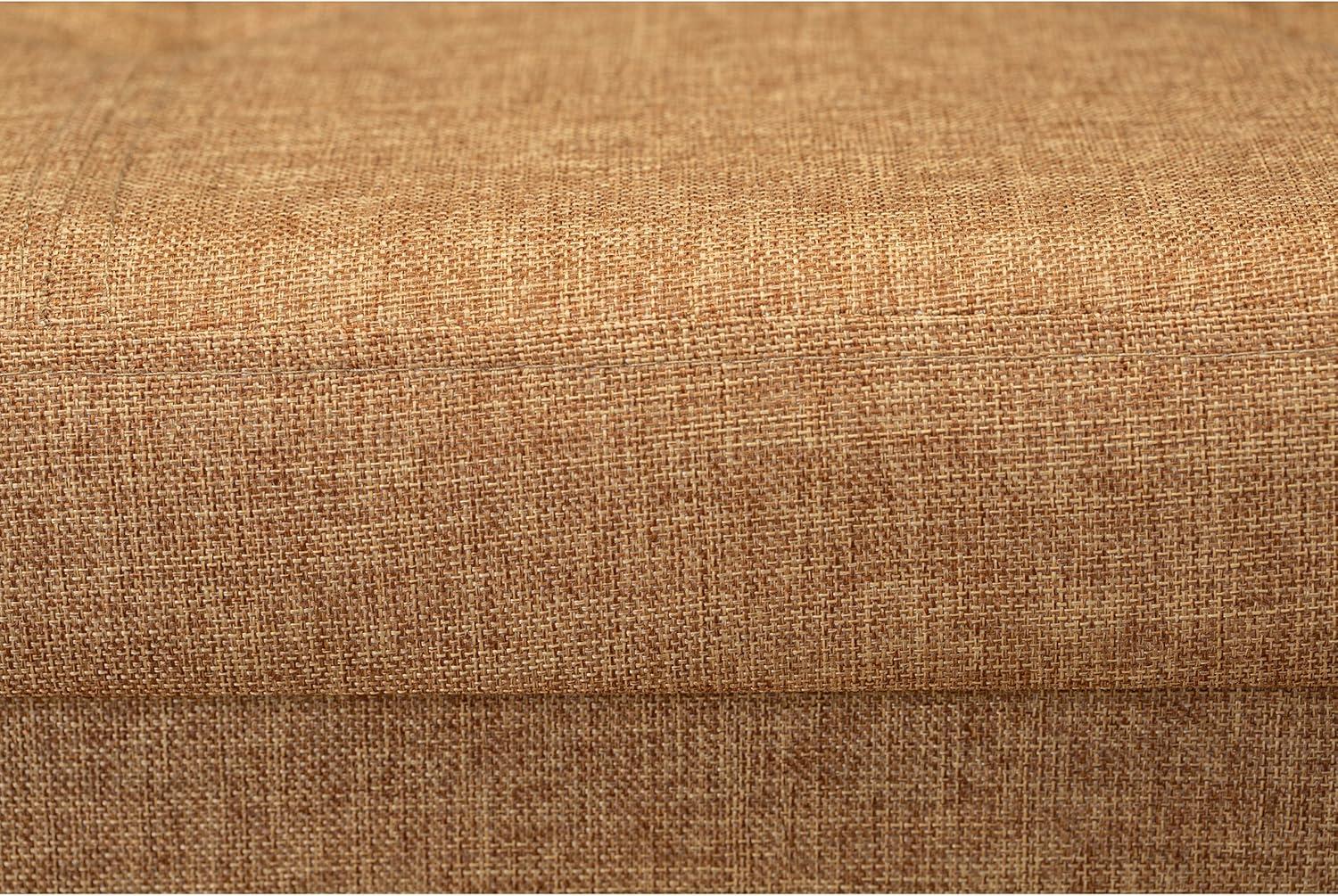 Simplify Faux Linen Double Folding Storage Ottoman in Camel