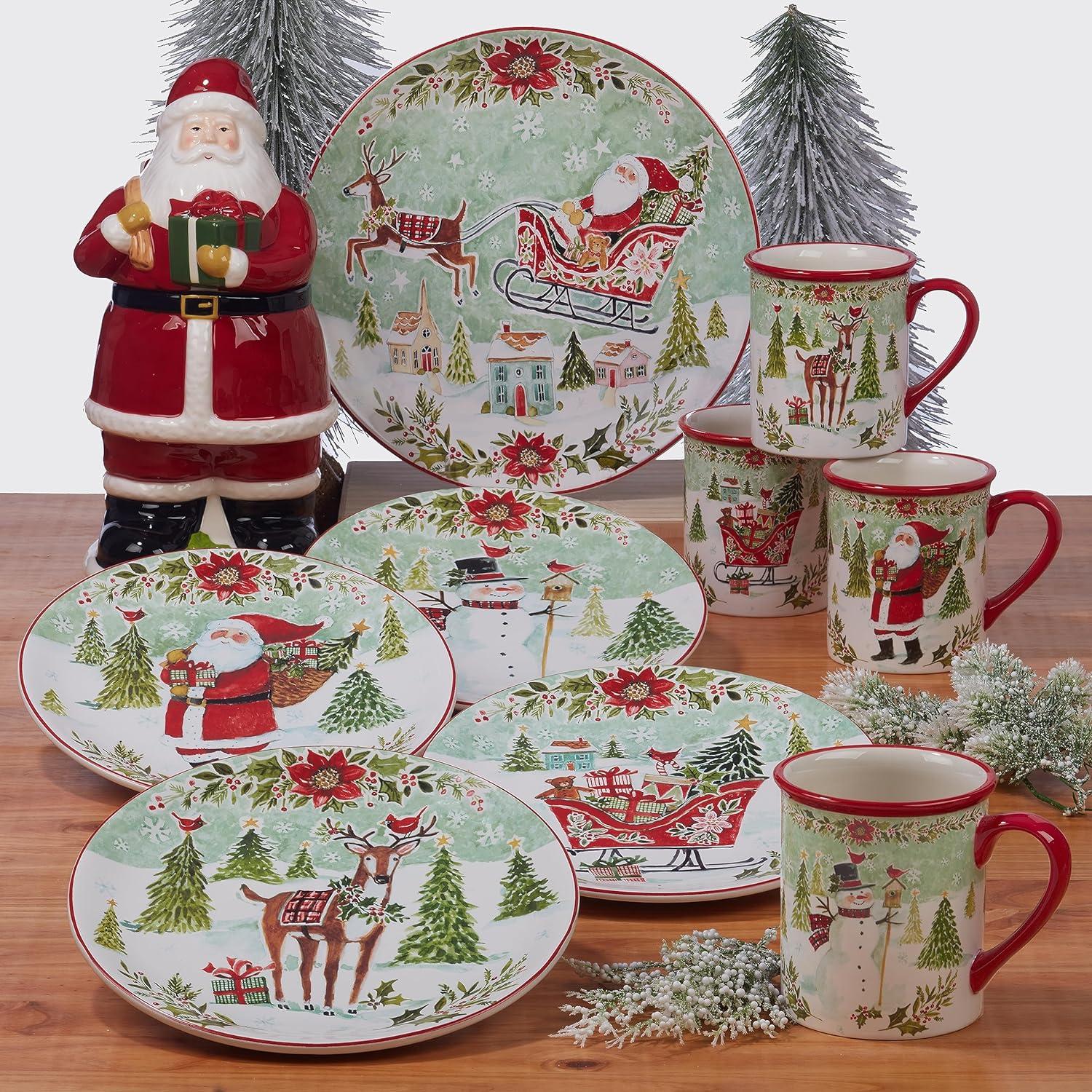 Joy of Christmas Red Ceramic 16 oz Mug Set of 4