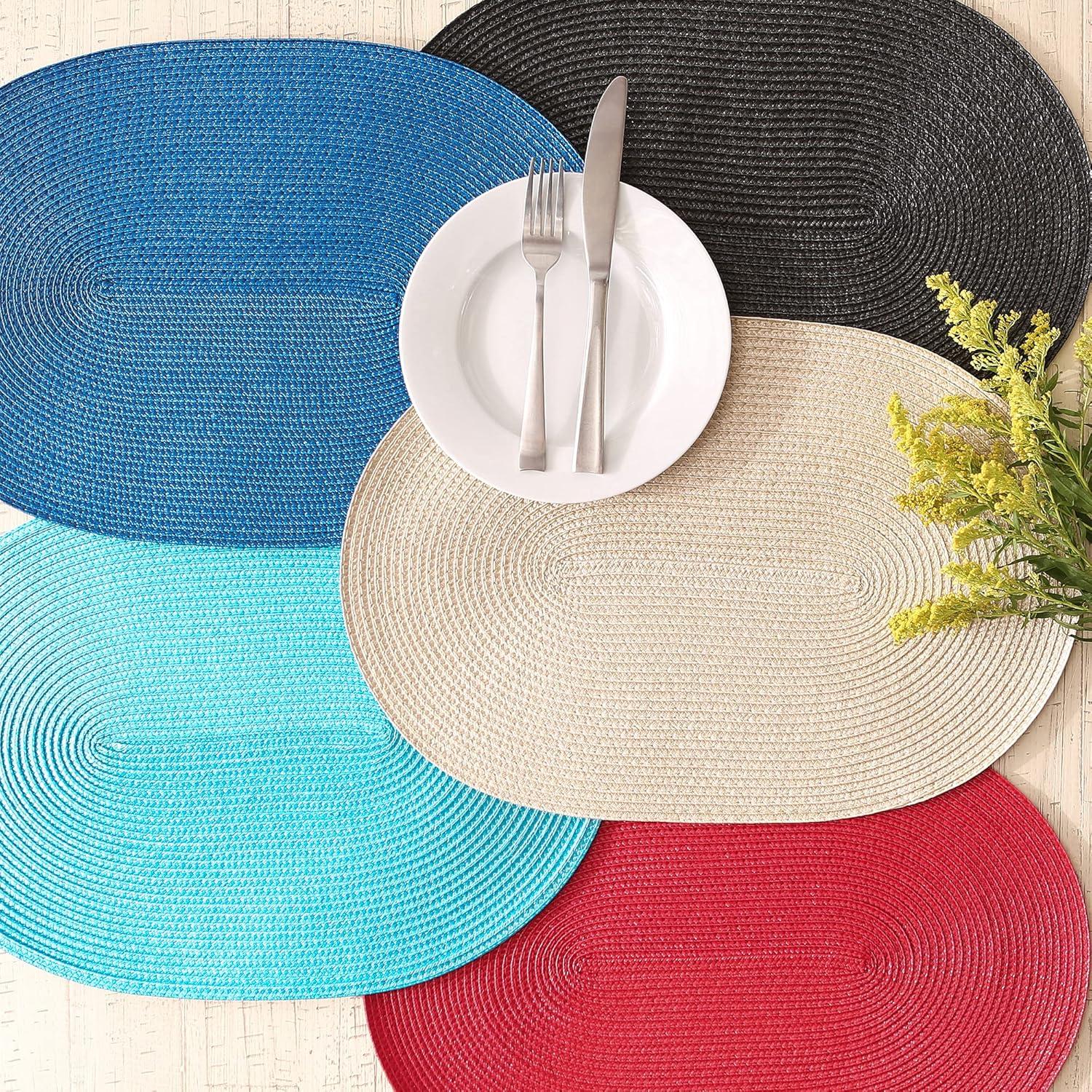 Aqua Oval Pp Woven Placemat (Set of 6)