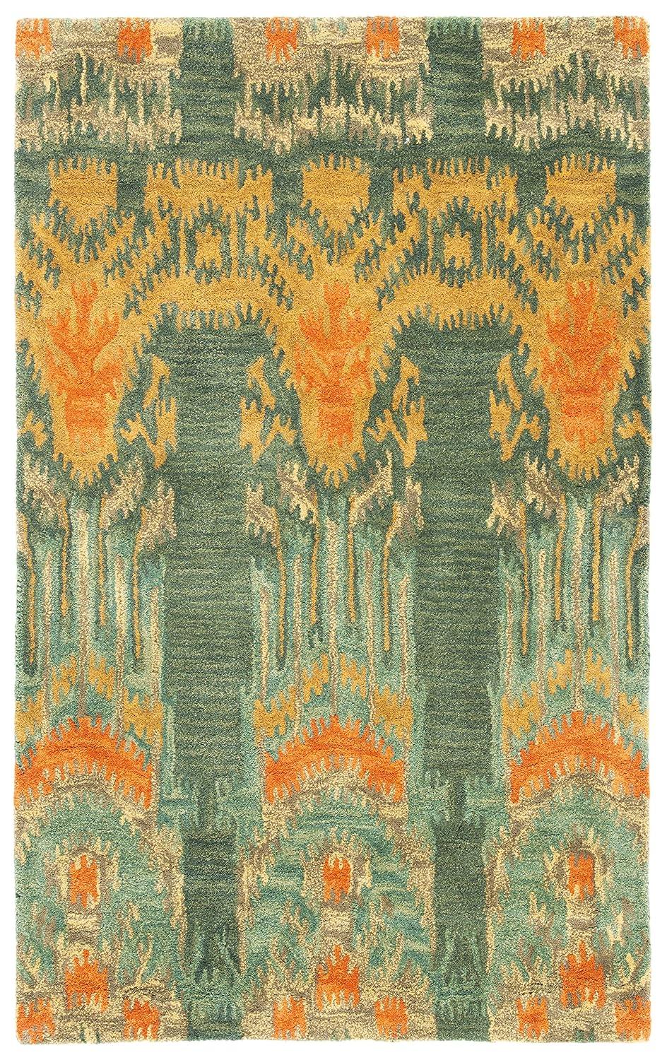 SAFAVIEH Ikat Crane Paisley Wool Area Rug, Olive/Gold, 3' x 5'