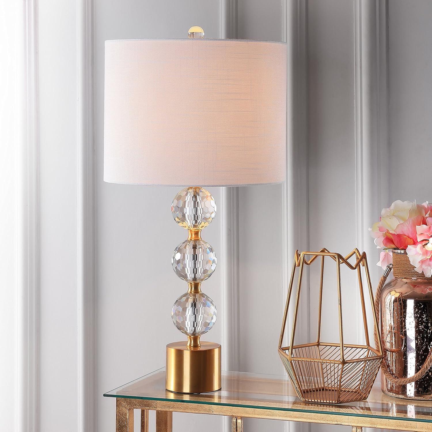 Ashley 25.25" Crystal LED Table Lamp, Clear/Brass