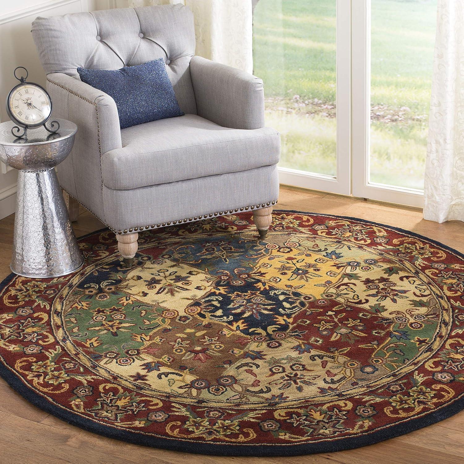 Heritage HG911 Hand Tufted Area Rug - Multi/Burgundy - 4'6"x6'6" Oval - Safavieh.
