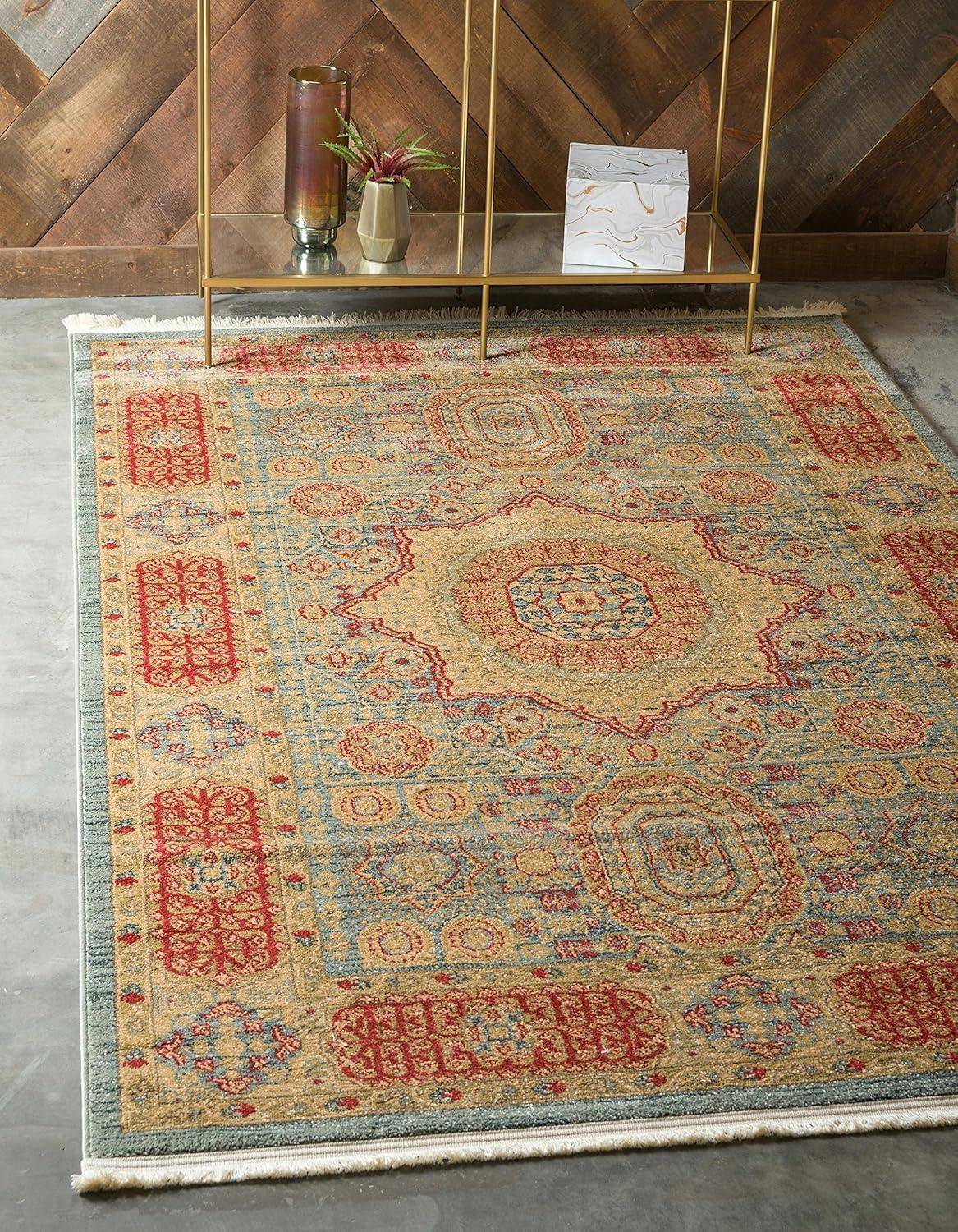 Unique Loom Palace Collection Area Rug - Amber (6' 1" x 9' Rectangle Light Blue/Light Brown)