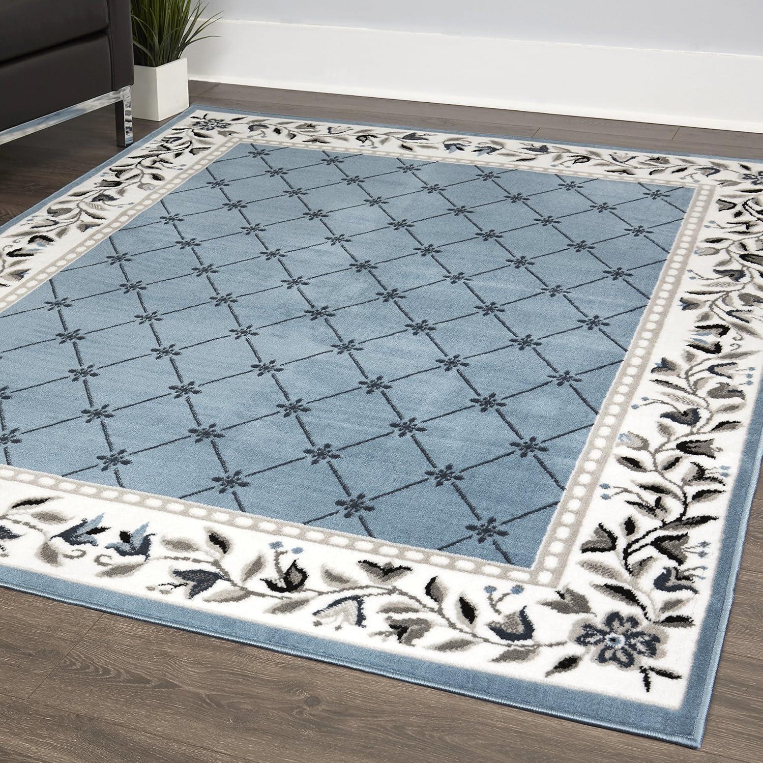 Home Dynamix Premium Aydin Traditional Diamond Floral Runner Area Rug, Blue/Ivory, 1'9"x7'2"