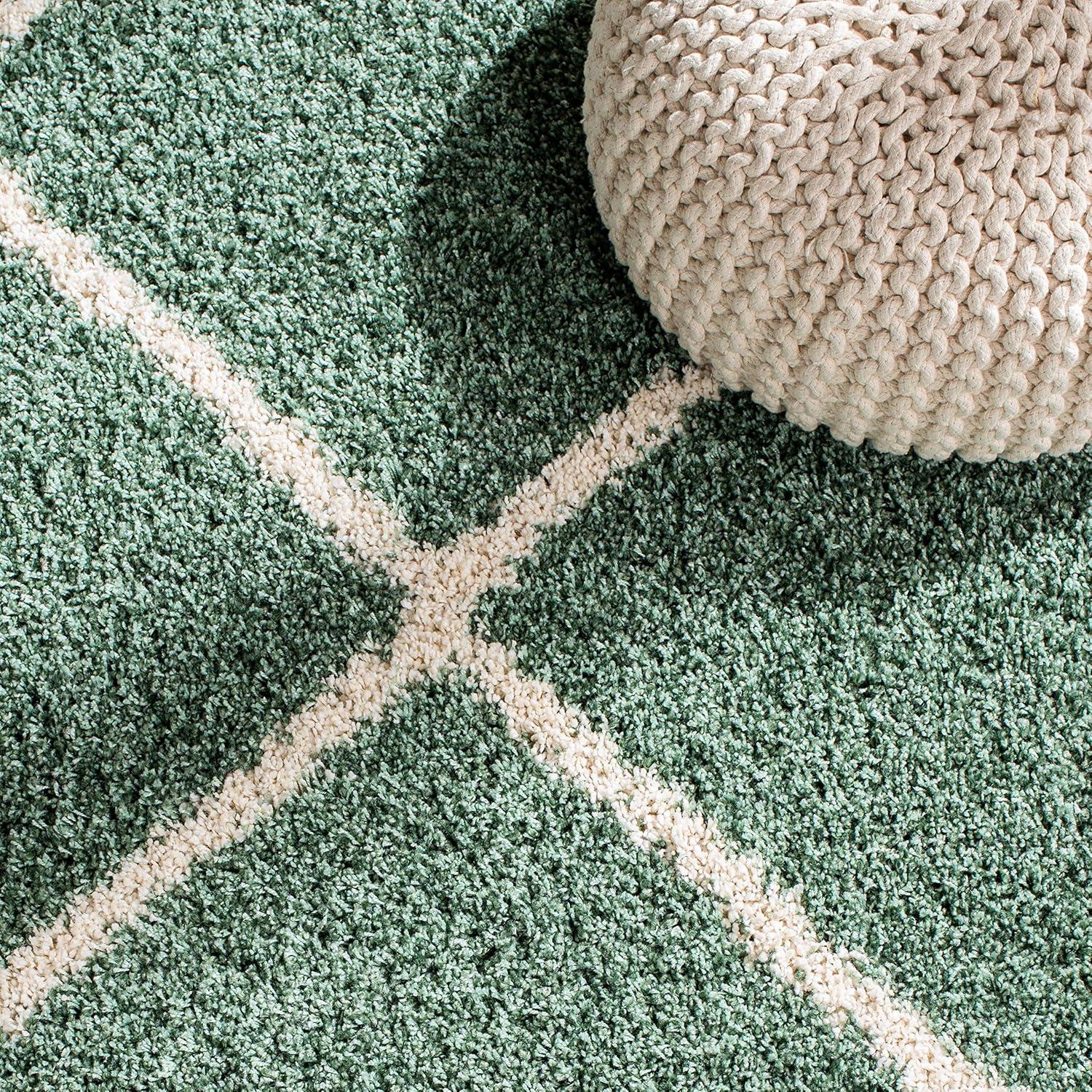 Hudson Shag SGH281 Power Loomed Indoor Area Rug - Green/Ivory - 8'x10' - Safavieh