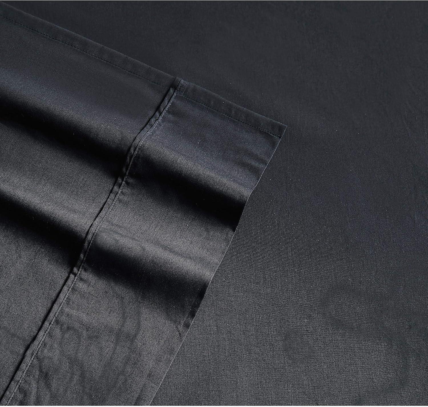 Classic Black Cotton Percale Full Sheet Set