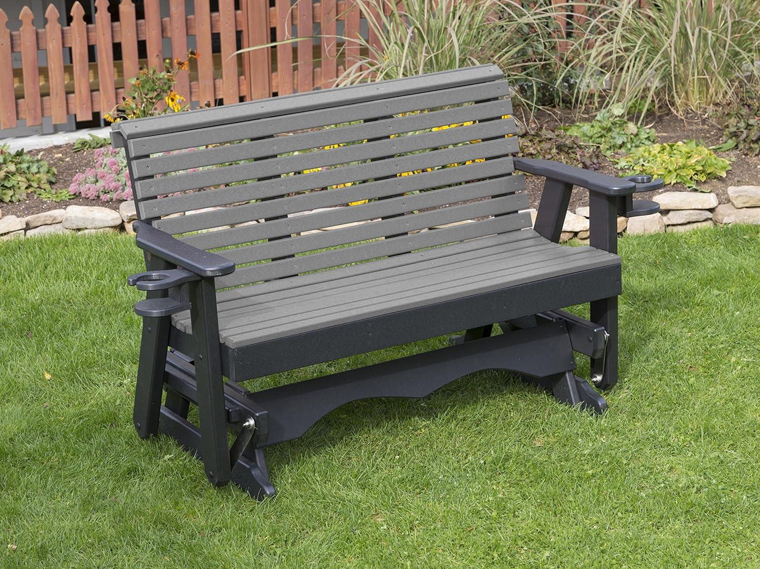 Dark Gray Poly Lumber 5-Foot Porch Glider with Cupholders