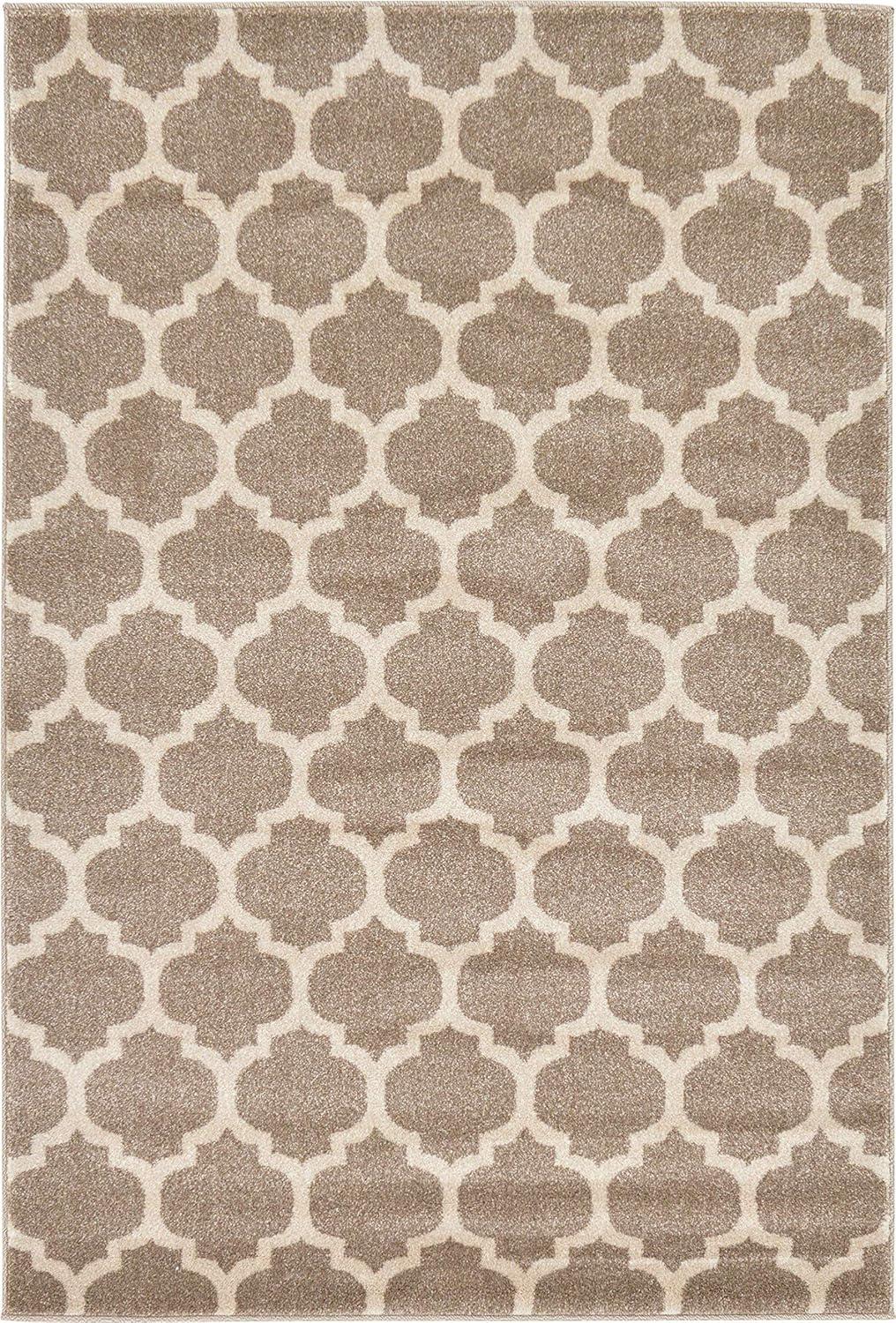 Unique Loom 4' 1 x 6' 1 Trellis Philadelphia Light Brown Area Rug