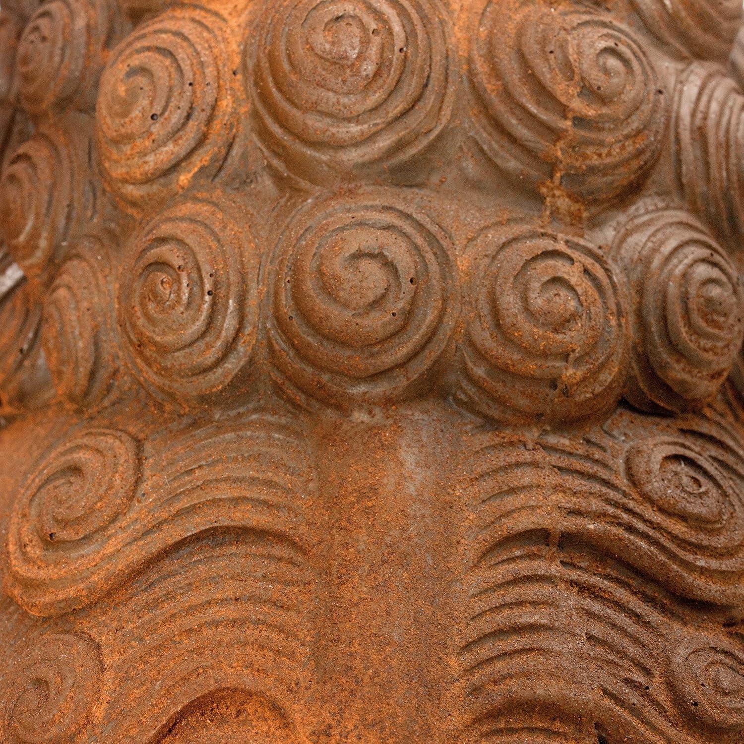 Oriental Furniture 18" Foo Dog Rust Patina Statues, set of 2