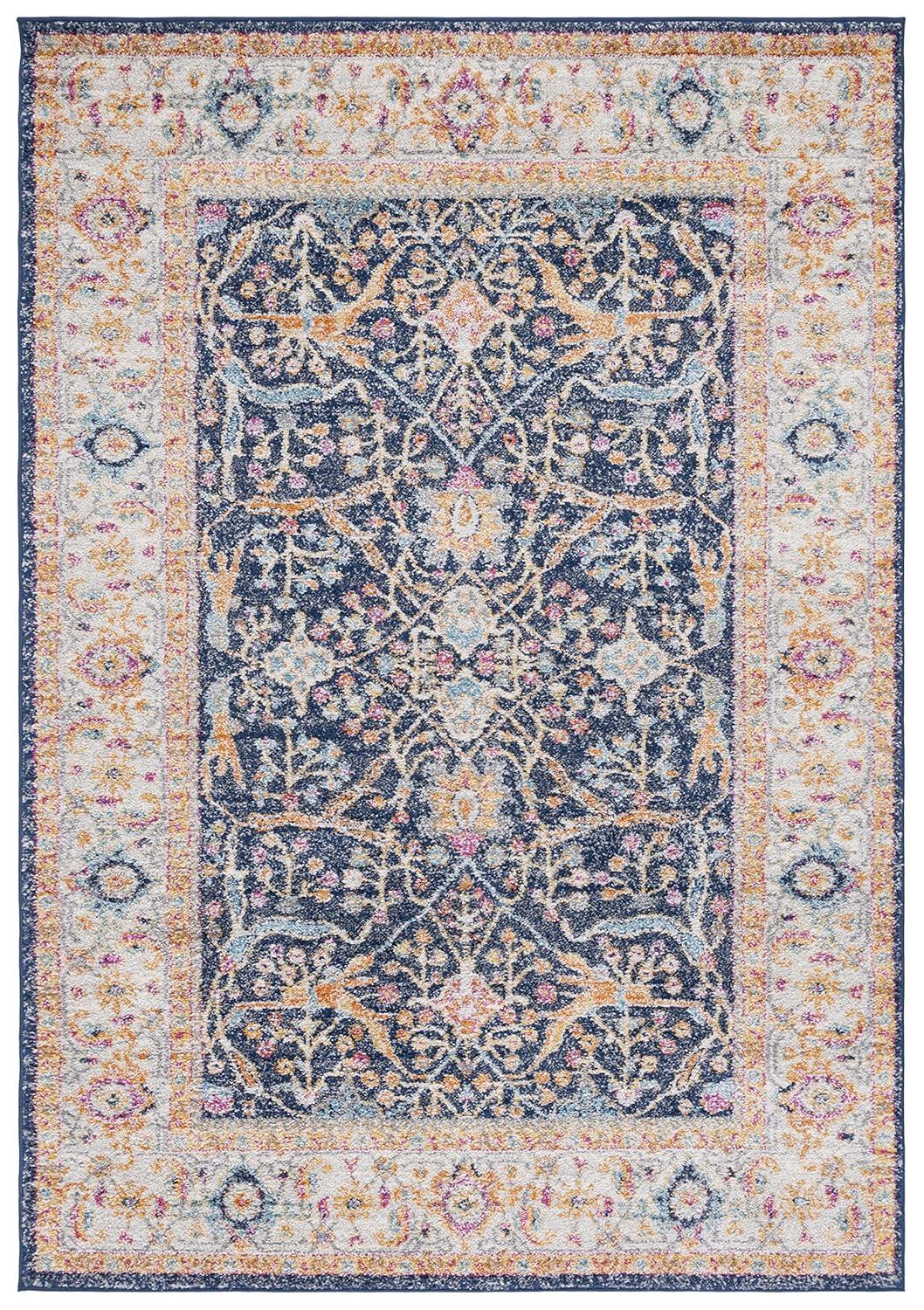 Madison MAD612 Power Loomed Indoor Area Rug - Navy/Creme - 5'3"x7'6" - Safavieh.