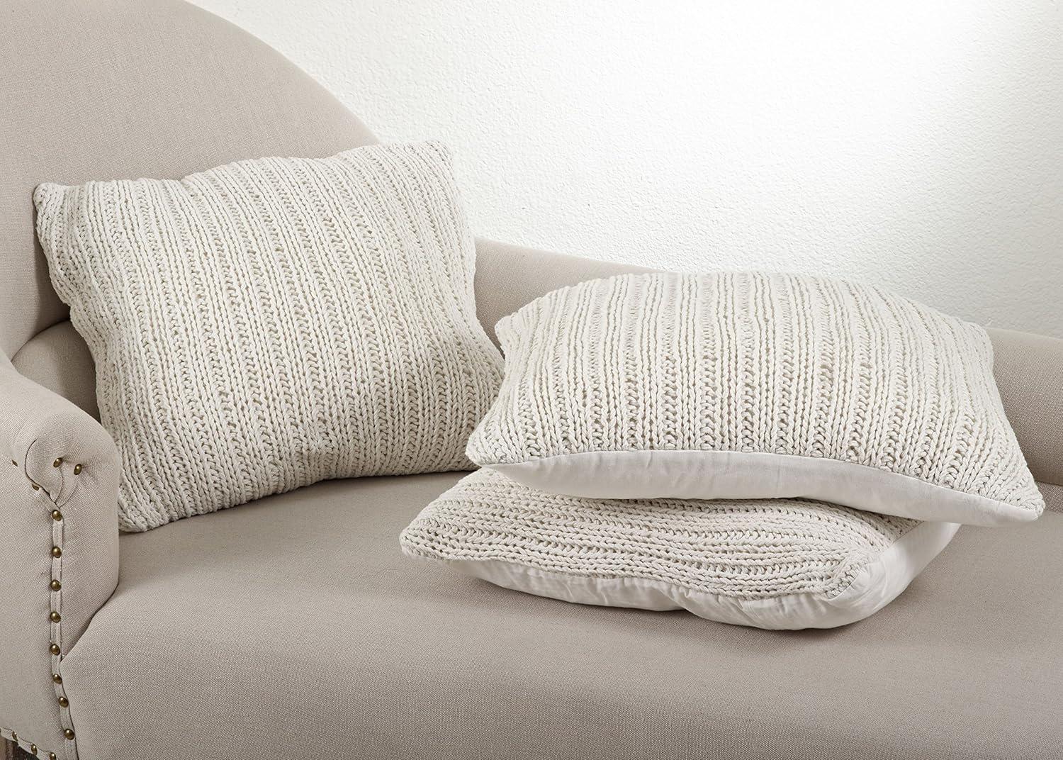 Saro Darcy Knitted Collection Striped Down Throw Pillow