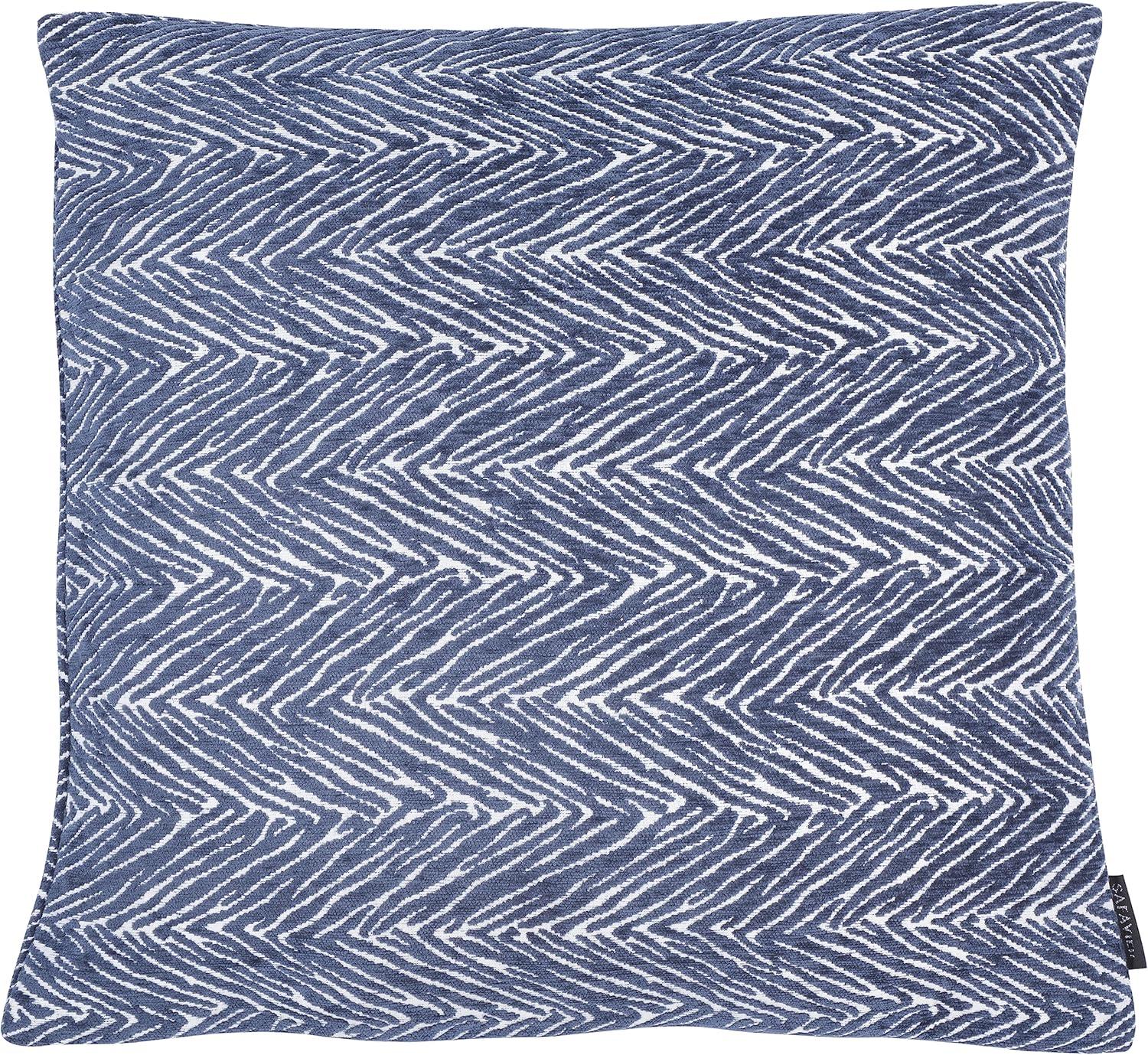 Brylie Blue & White Chevron Illusion 18" Square Throw Pillow