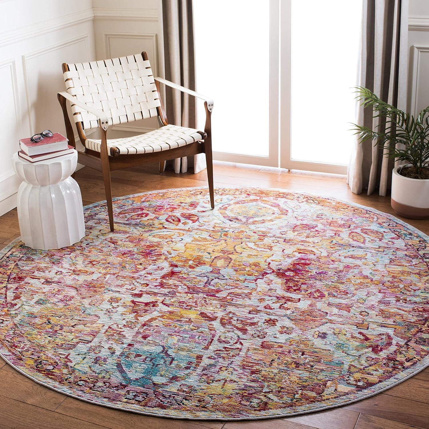 Crystal CRS505 Power Loomed Area Rug - Light Blue/Orange - 8'9"x11'9" - Safavieh.