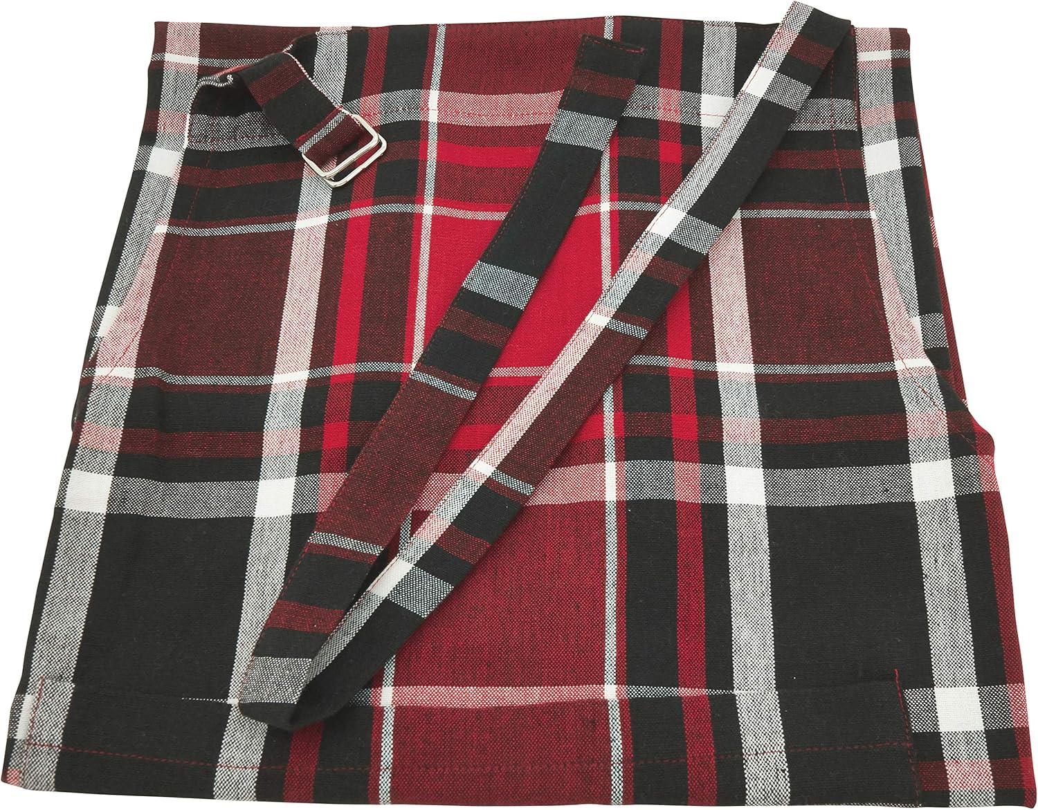 Saro Lifestyle Plaid Apron, 24"x36", Red